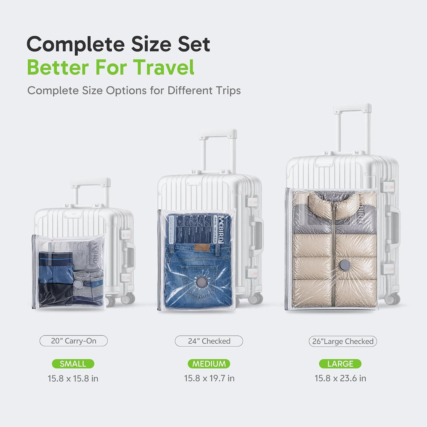 Vacbird Bolsas de vacío de viaje con bomba eléctrica USB, paquete d...