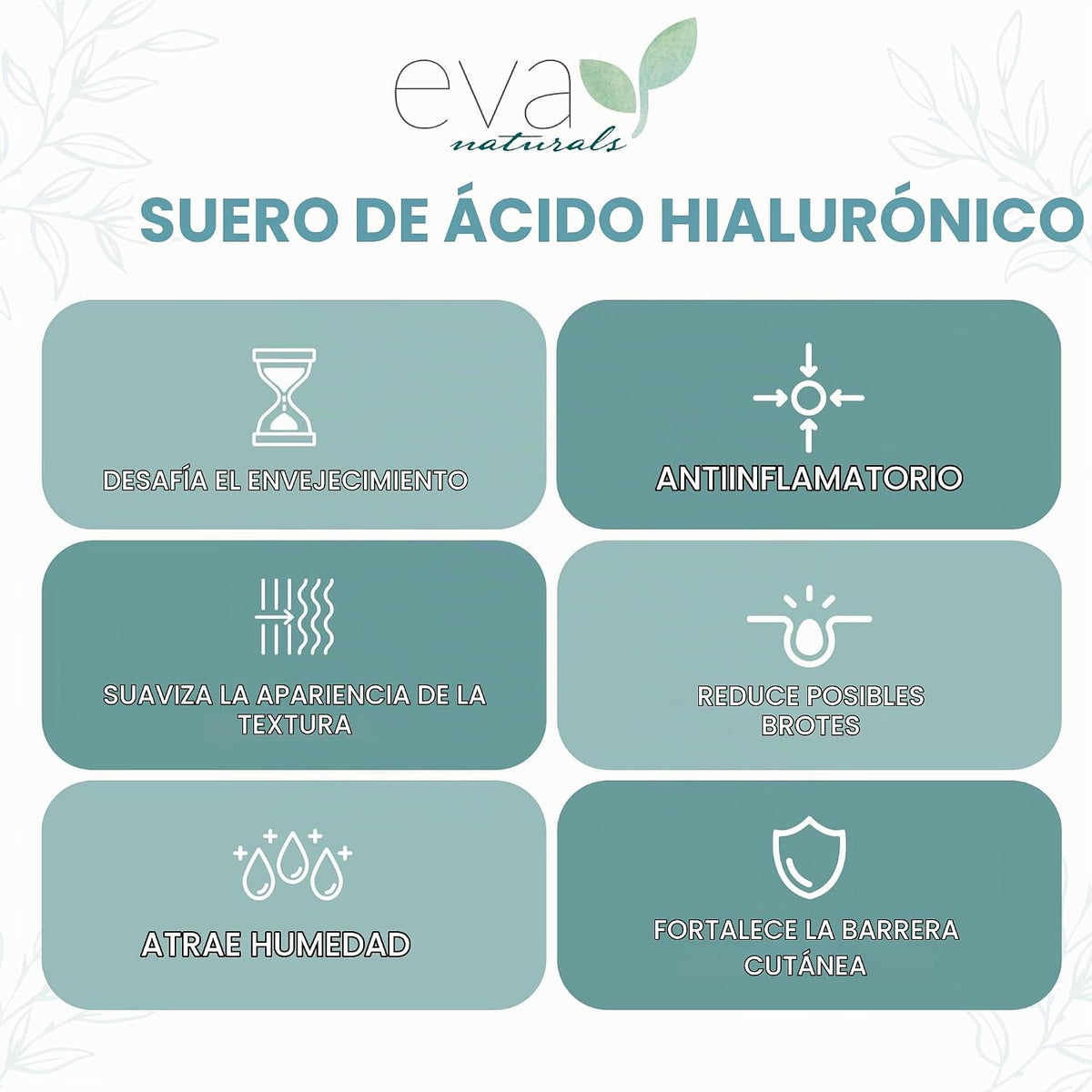 Eva Naturals - Suero facial de ácido hialurónico, antienvejecimient...