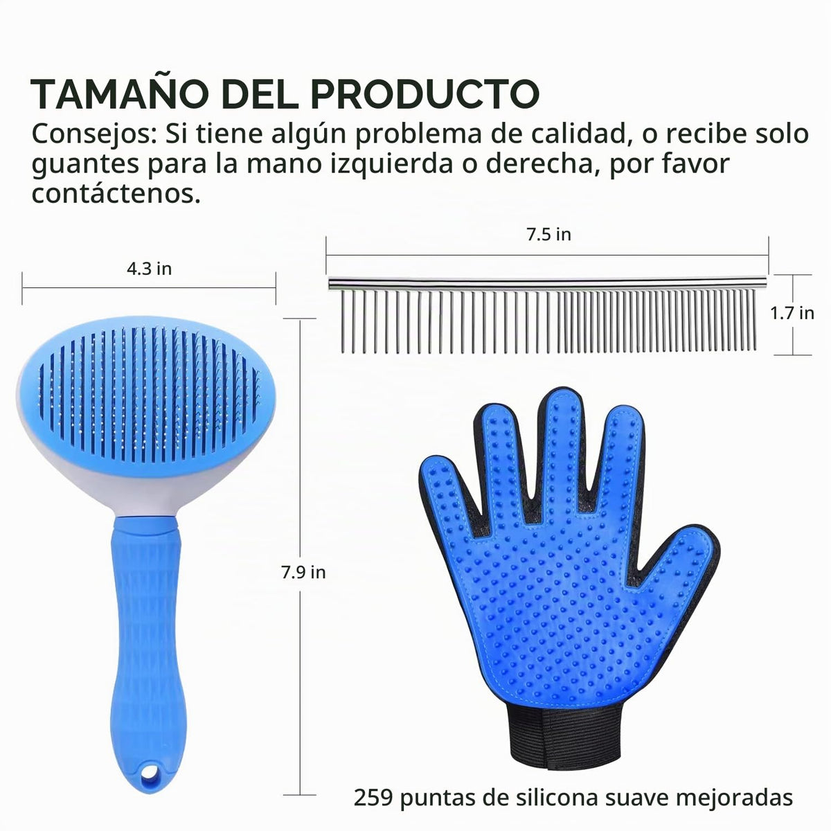 FOR-HI Cepillo para perros y gatos, kit de aseo para mascotas, 4 pi...