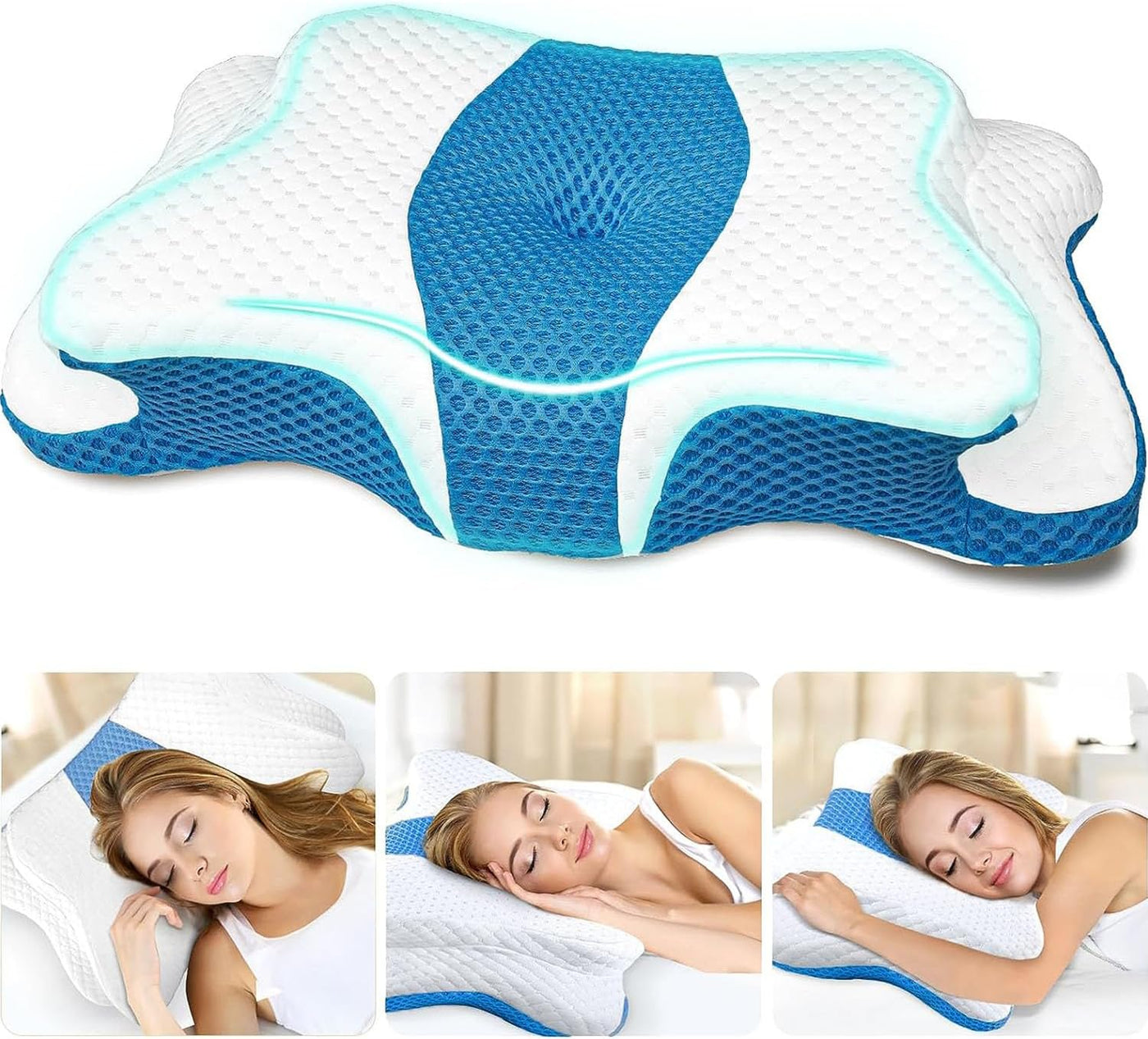 CHxxy Almohadas de espuma viscoelástica, almohada cervical para ali...