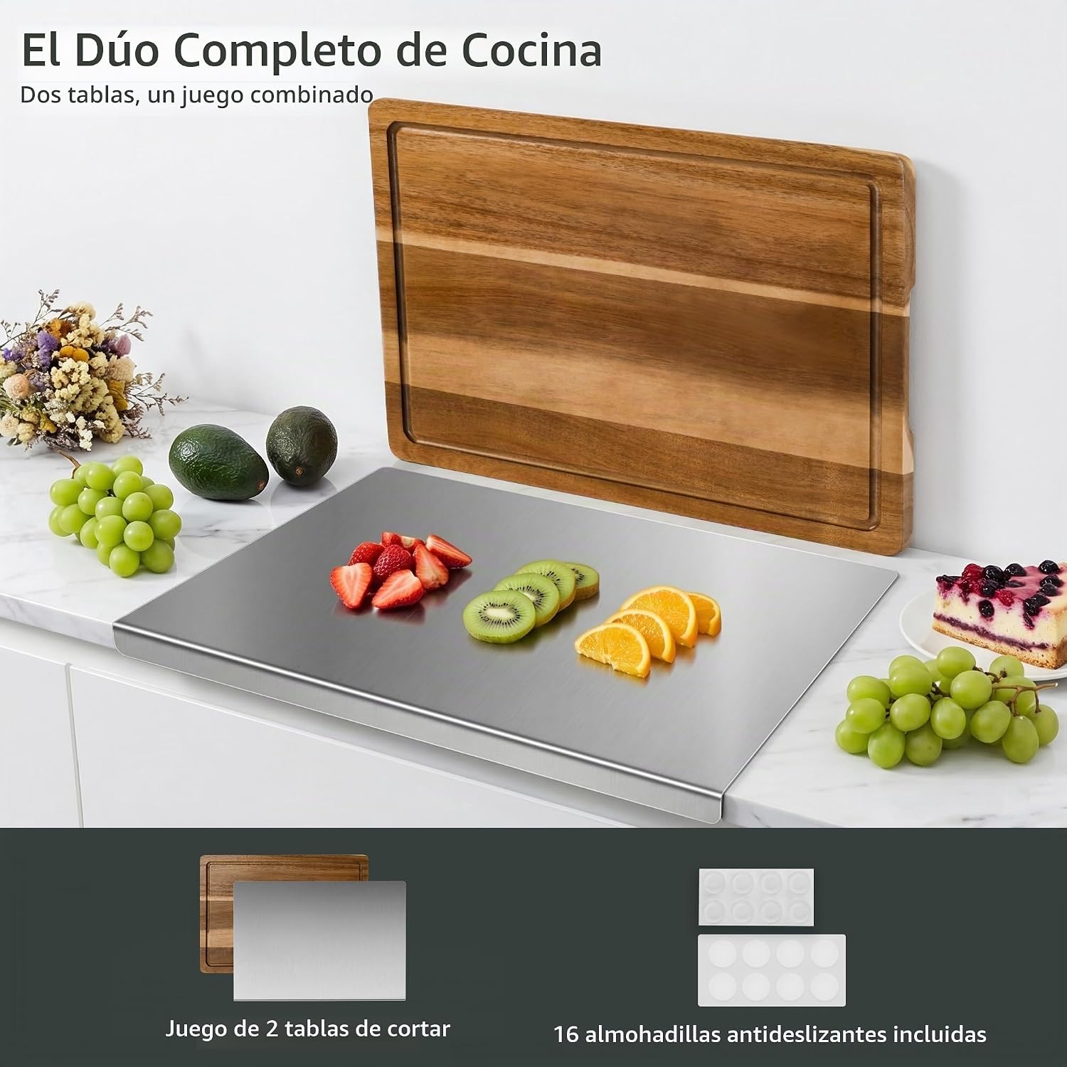 Tabla de cortar de acero inoxidable y tabla de cortar de madera de...