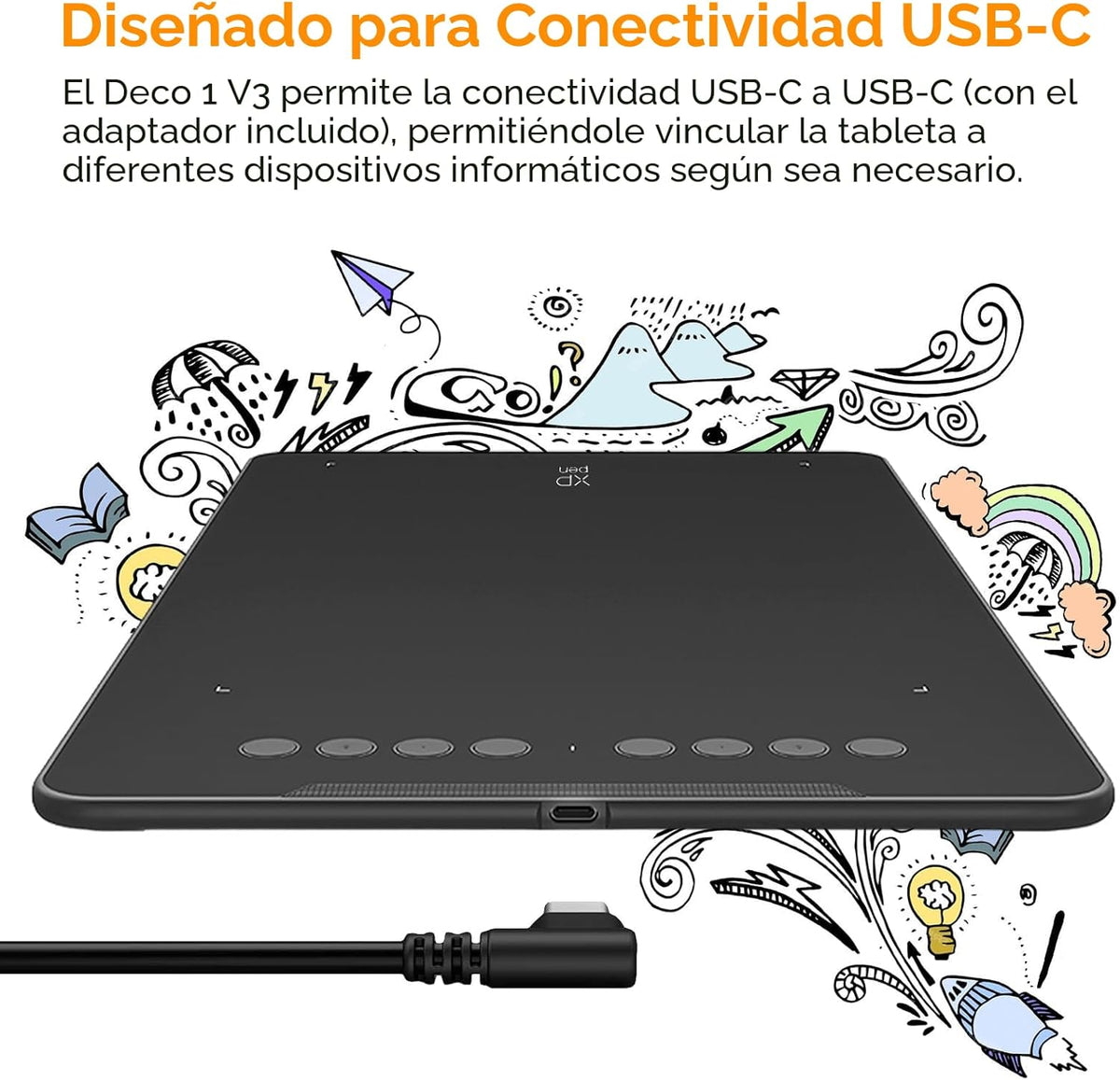 XPPen - Tableta de dibujo Deco 01 V3 actualizada, 16384 niveles de...
