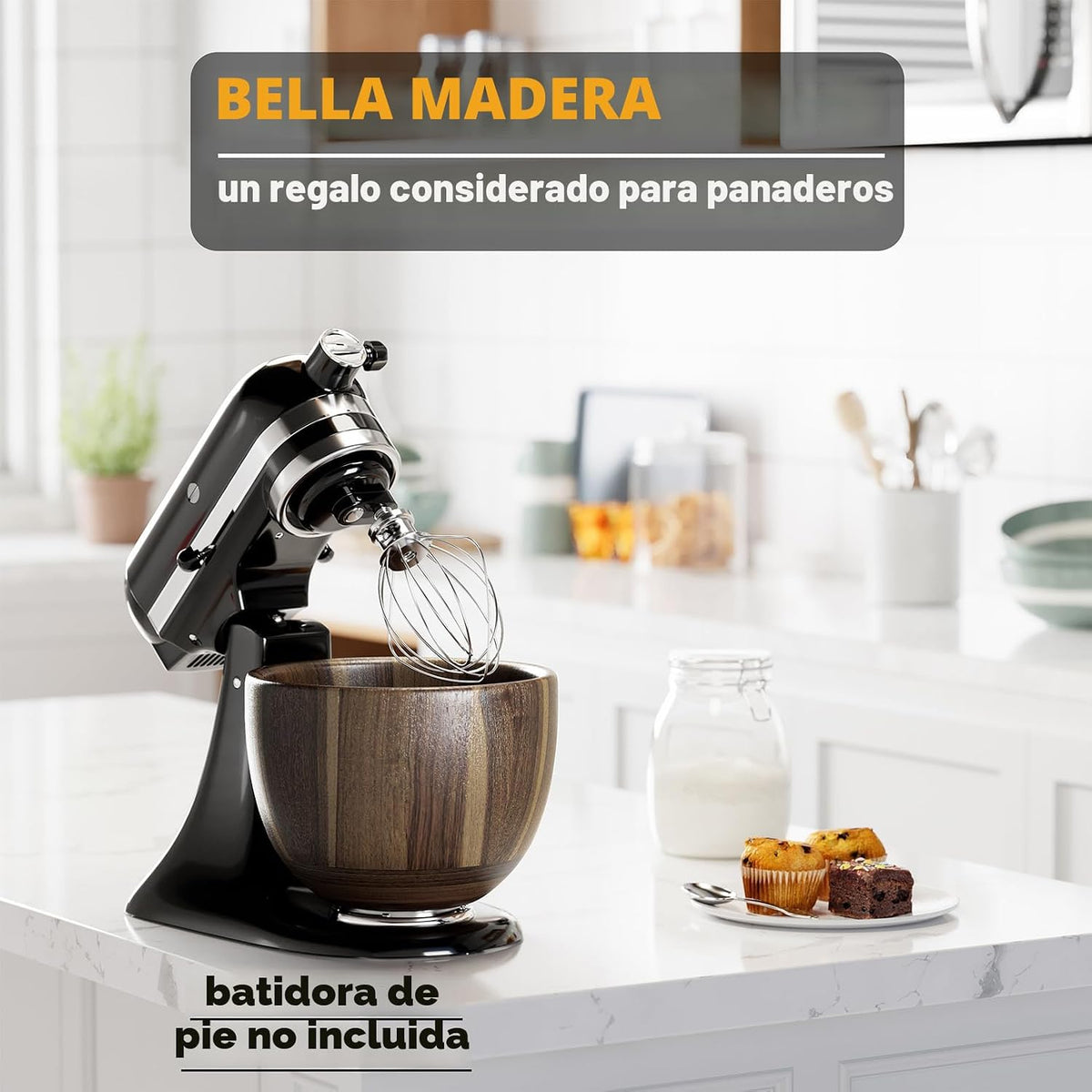 SpaceAid Cuenco de madera para mezclador \u2013 Kitchen Space Aid -...