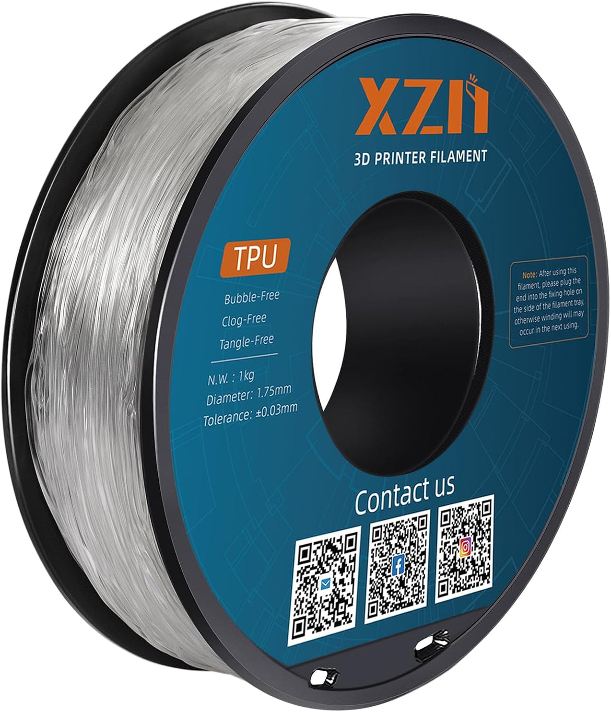 XZN - Filamento TPU 95A 1.75mm, filament flexible suave 95A para im...