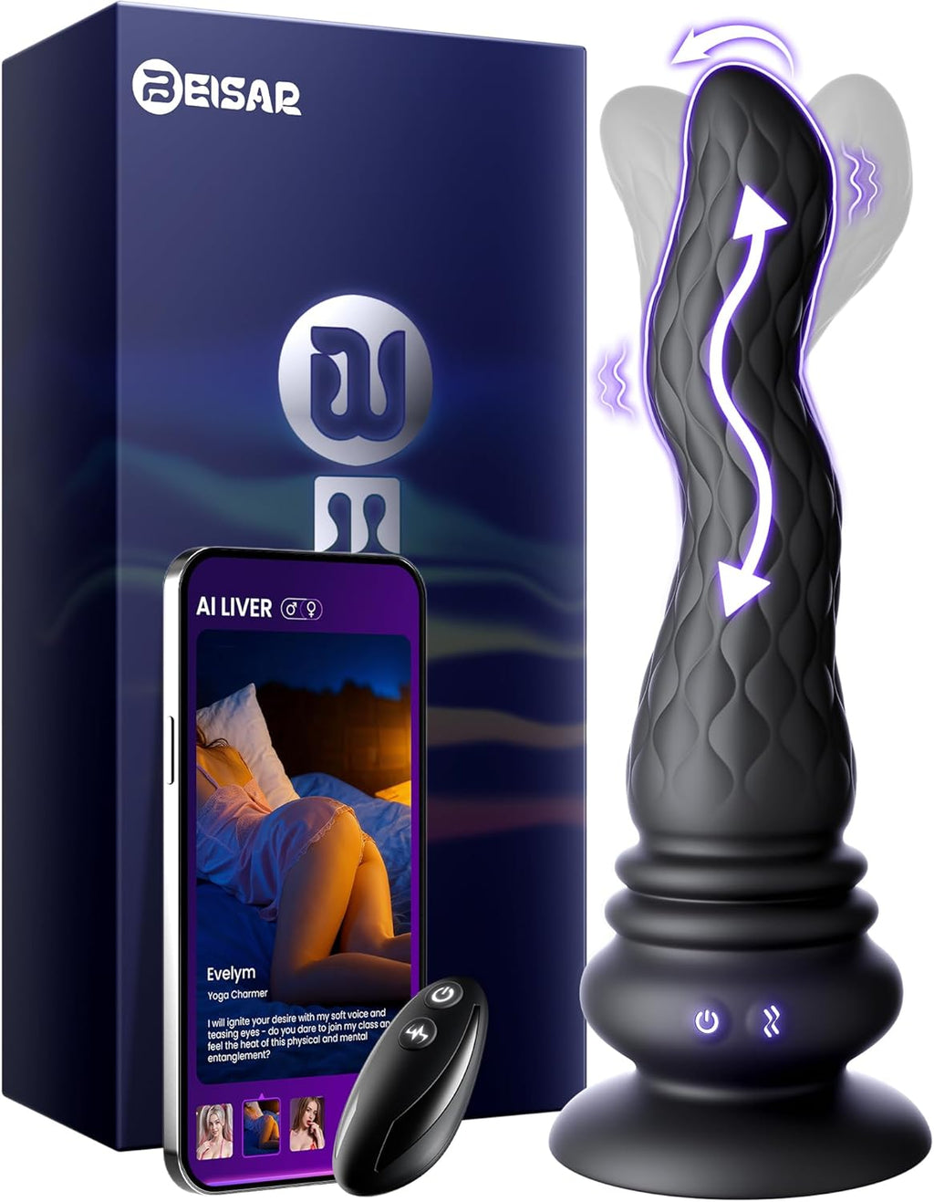 Beisar Masajeador de próstata 3 en 1 Vibrador anal \u2013 Enchufe V...