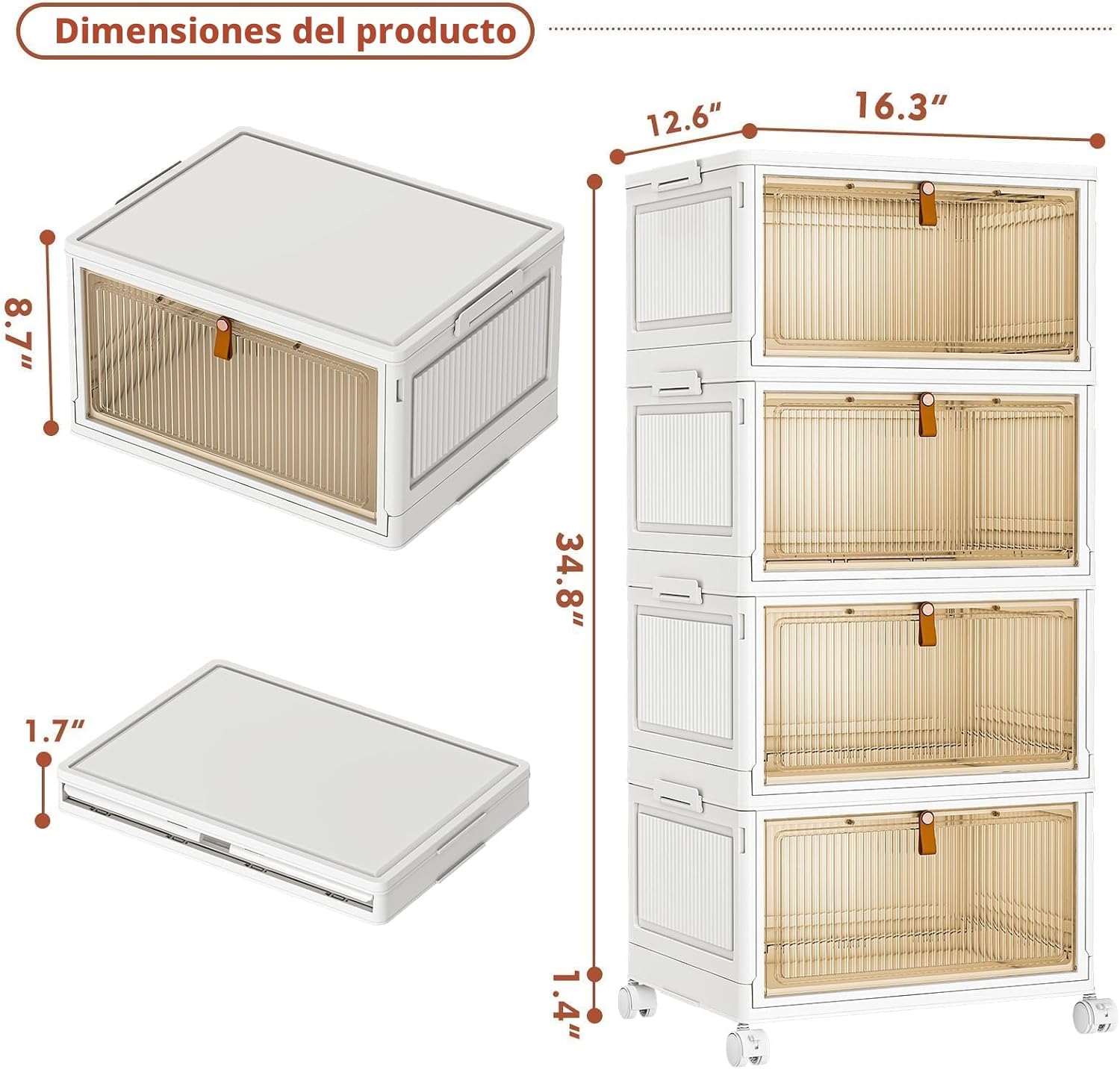 CTSNSLH Contenedores de almacenamiento de plástico de 4 niveles con...