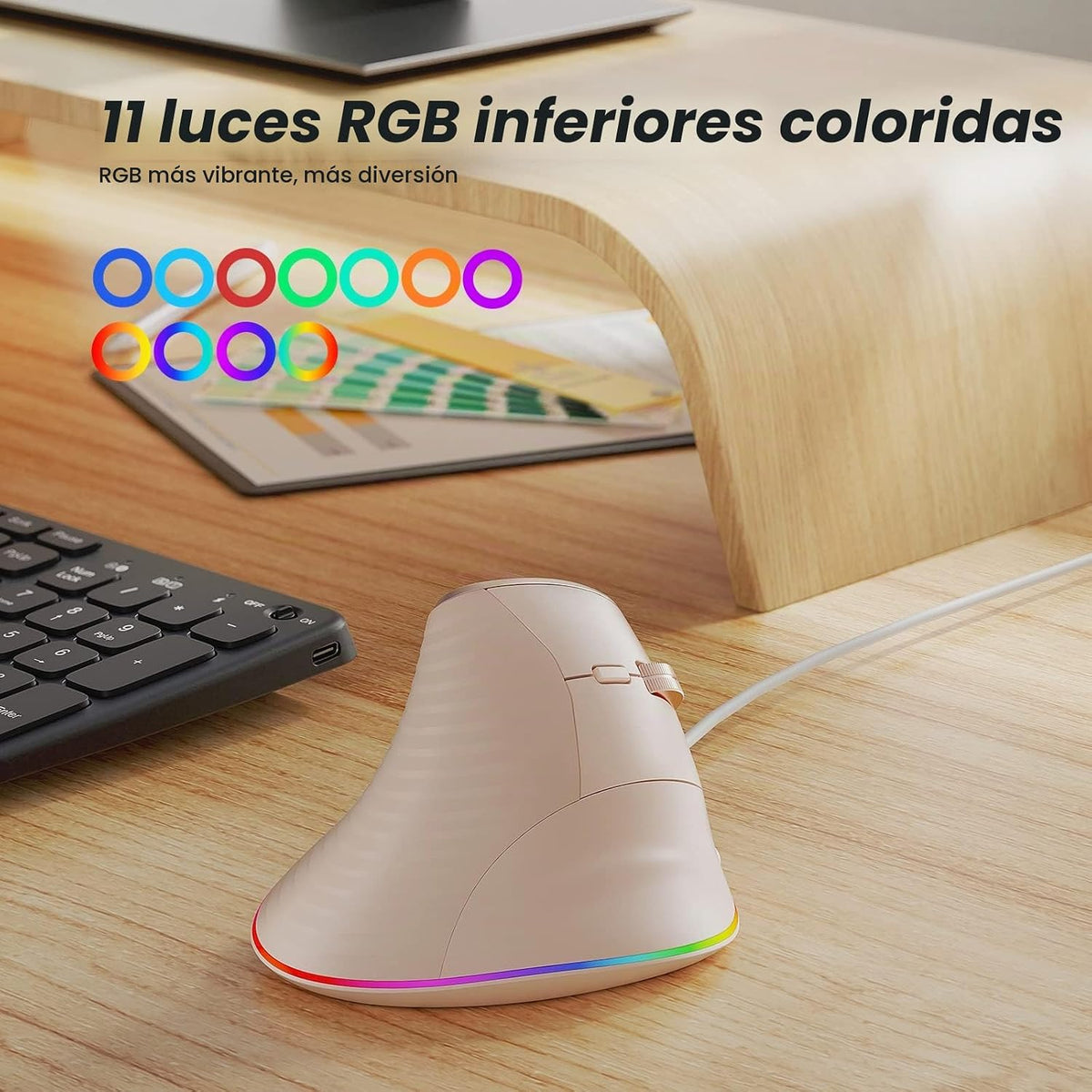 Nulea M504 Ratón vertical con cable, mouse óptico ergonómico USB co...