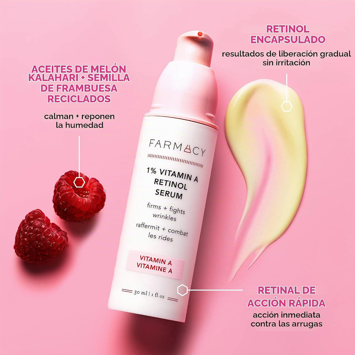 Farmacy Suero de retinol para la cara, 1% de vitamina A antienvejec...