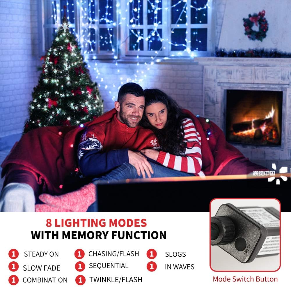 MZD8391 Tira de luces de Navidad de 105 pies, 300 luces LED para in...