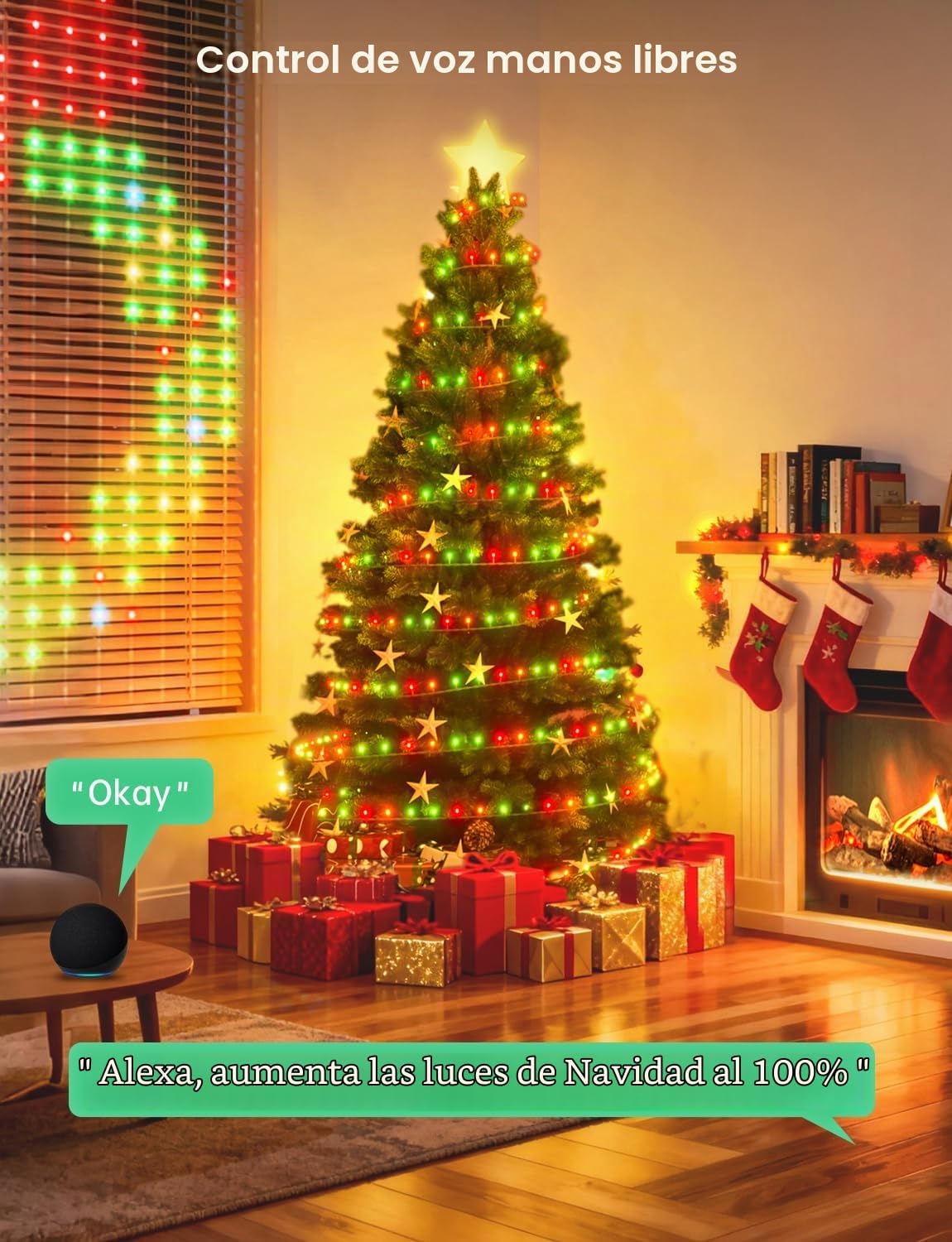 Luces de hadas inteligentes para árbol de Navidad de 98.4 pies, 300...
