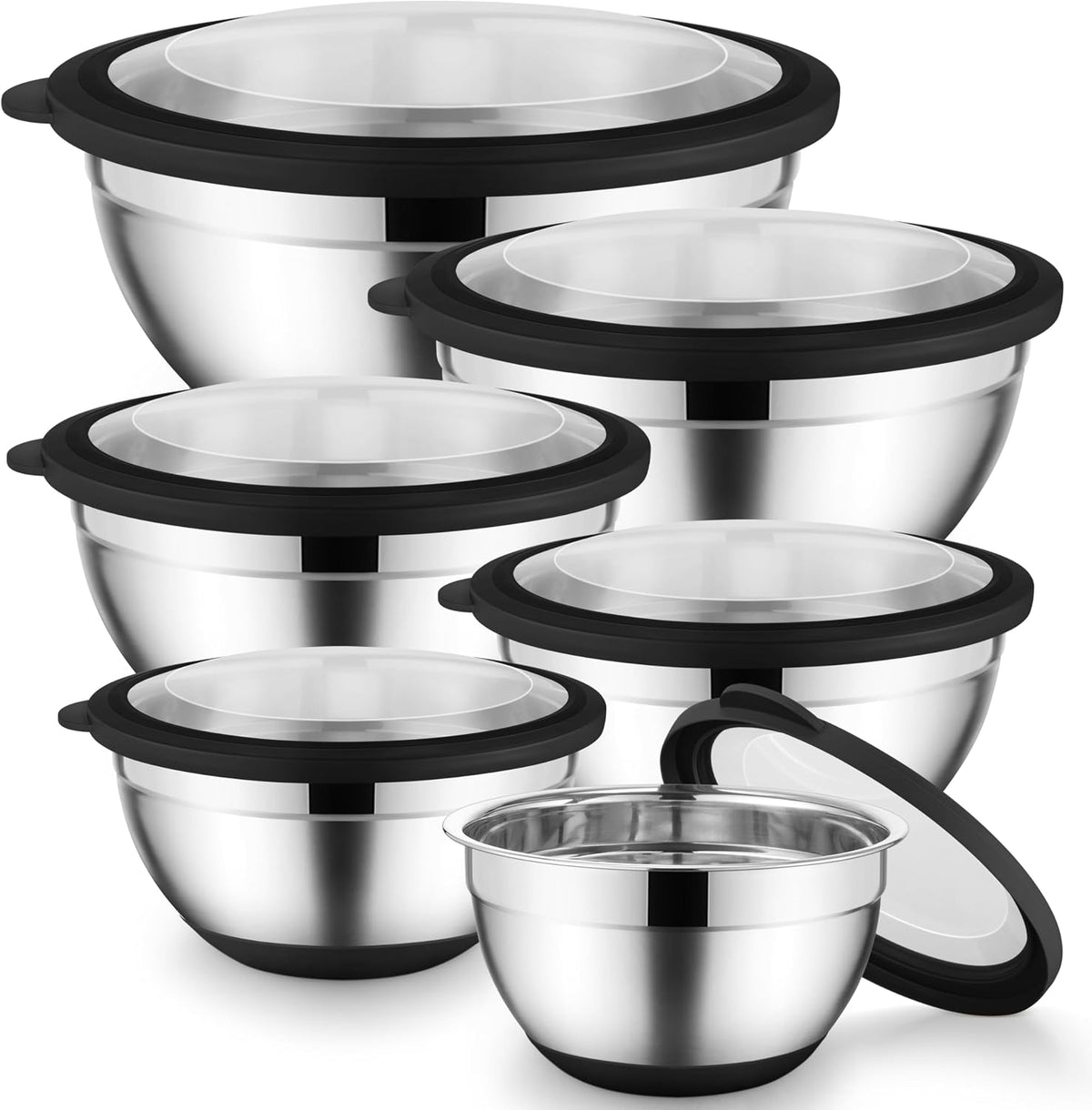 Onader Juego de 6 tazones para mezclar con tapas para cocina, tazon...