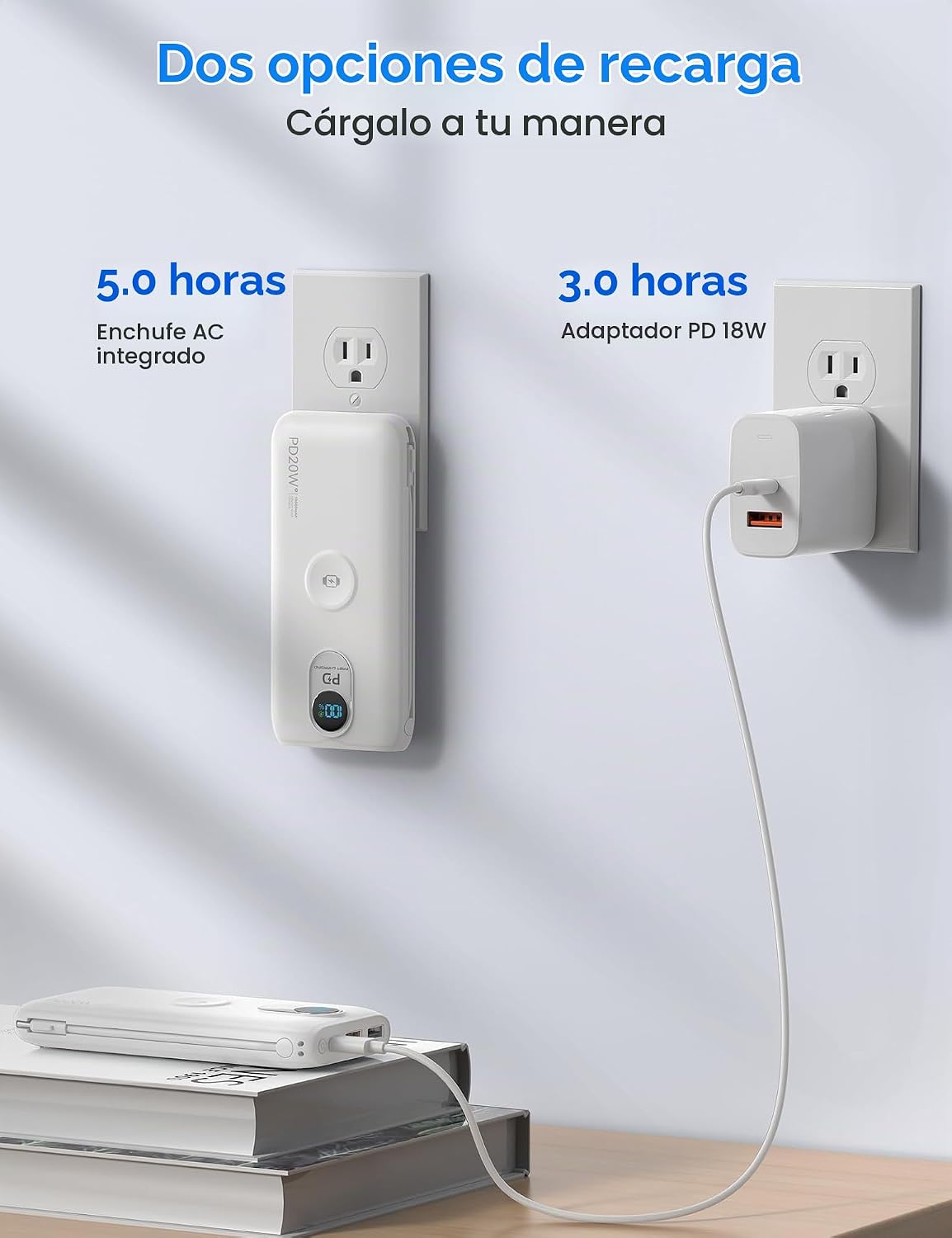 Cargador portátil Power Bank 10000mAh PD20W con cables incorporados...