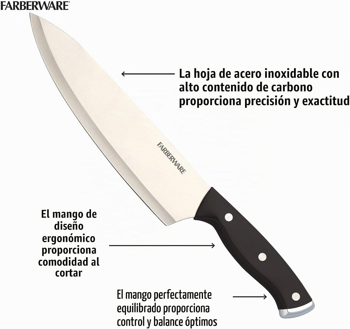 Farberware Juego de bloque de cuchillos triple remachado, 15 piezas...
