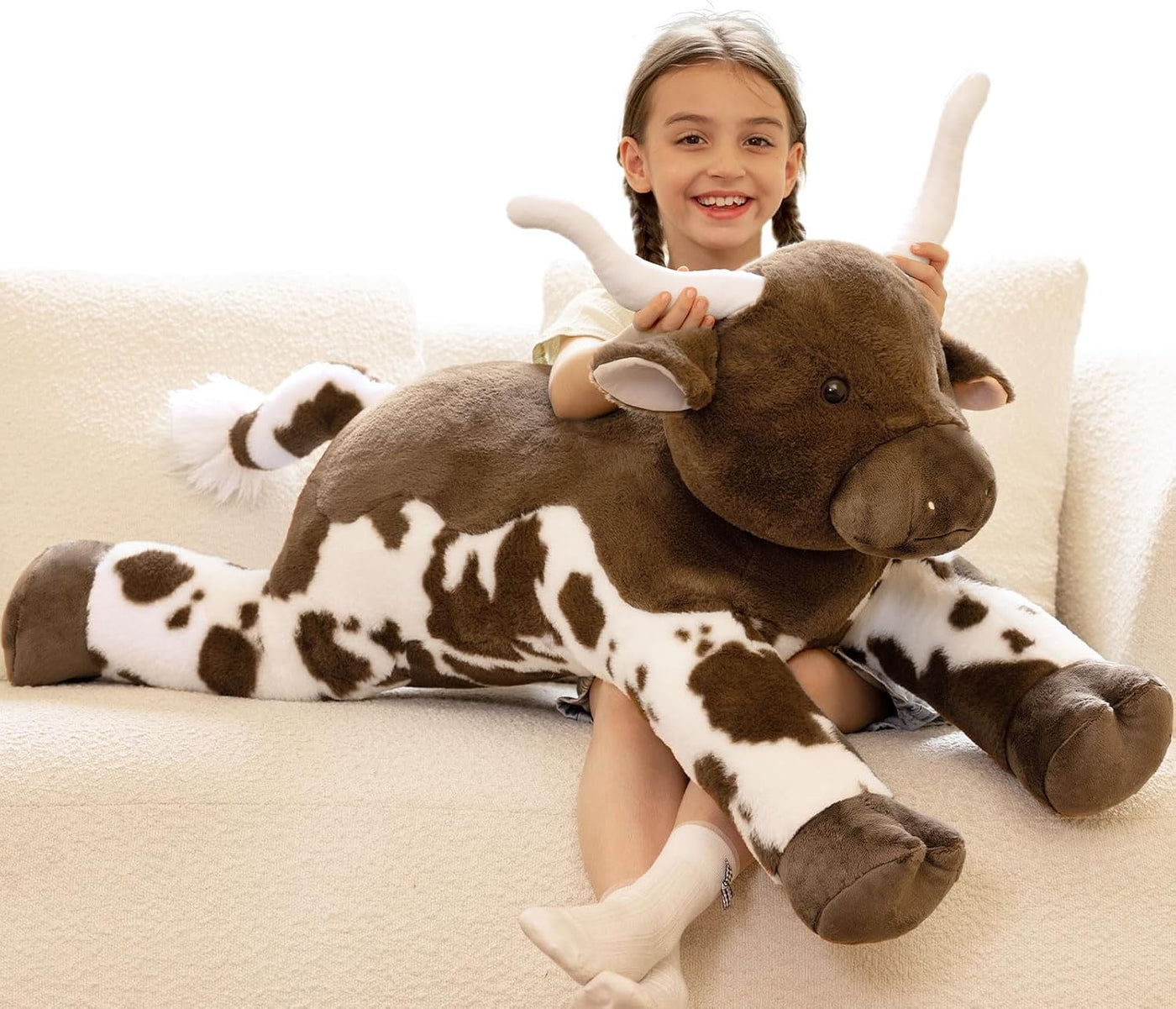Tezituor 43.3 animal de peluche gigante de vaca de cuernos largos,...