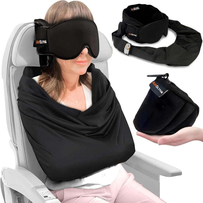Sistema de apoyo para dormir de avión 3 en 1, accesorios integrados...
