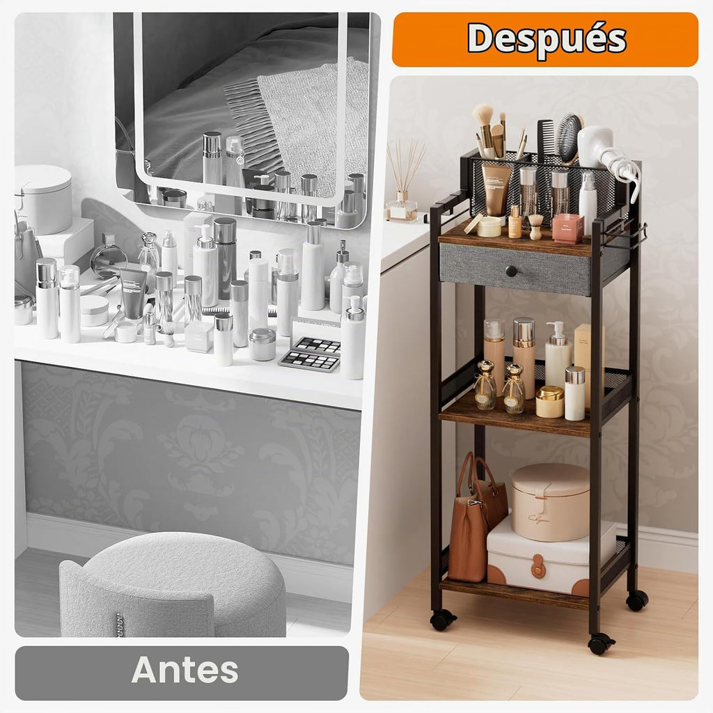 FURFUN - Soporte de baño, carrito de maquillaje con cajón para cosm...