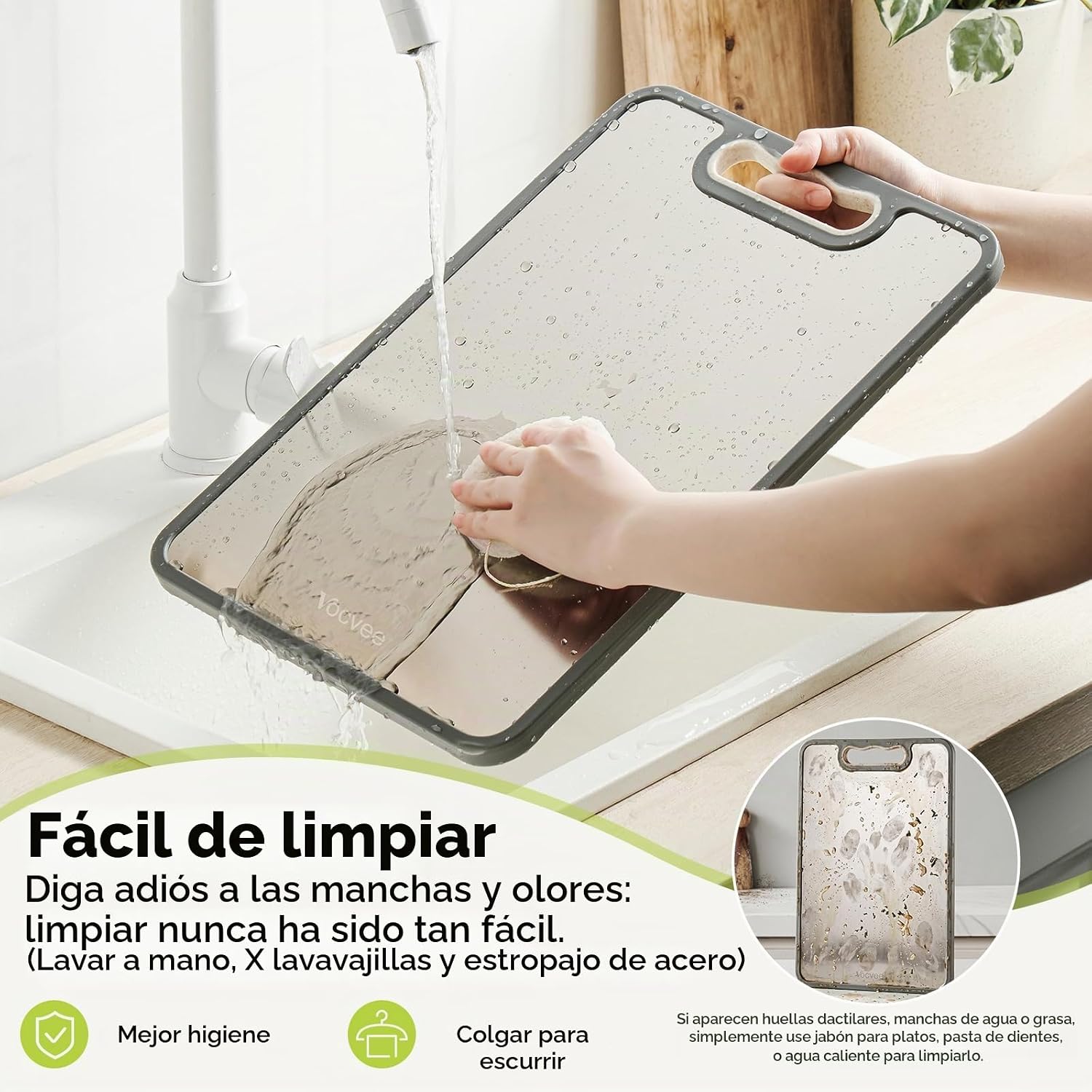 Vocvee Tabla de cortar de titanio de 2 piezas, tabla de cortar de d...