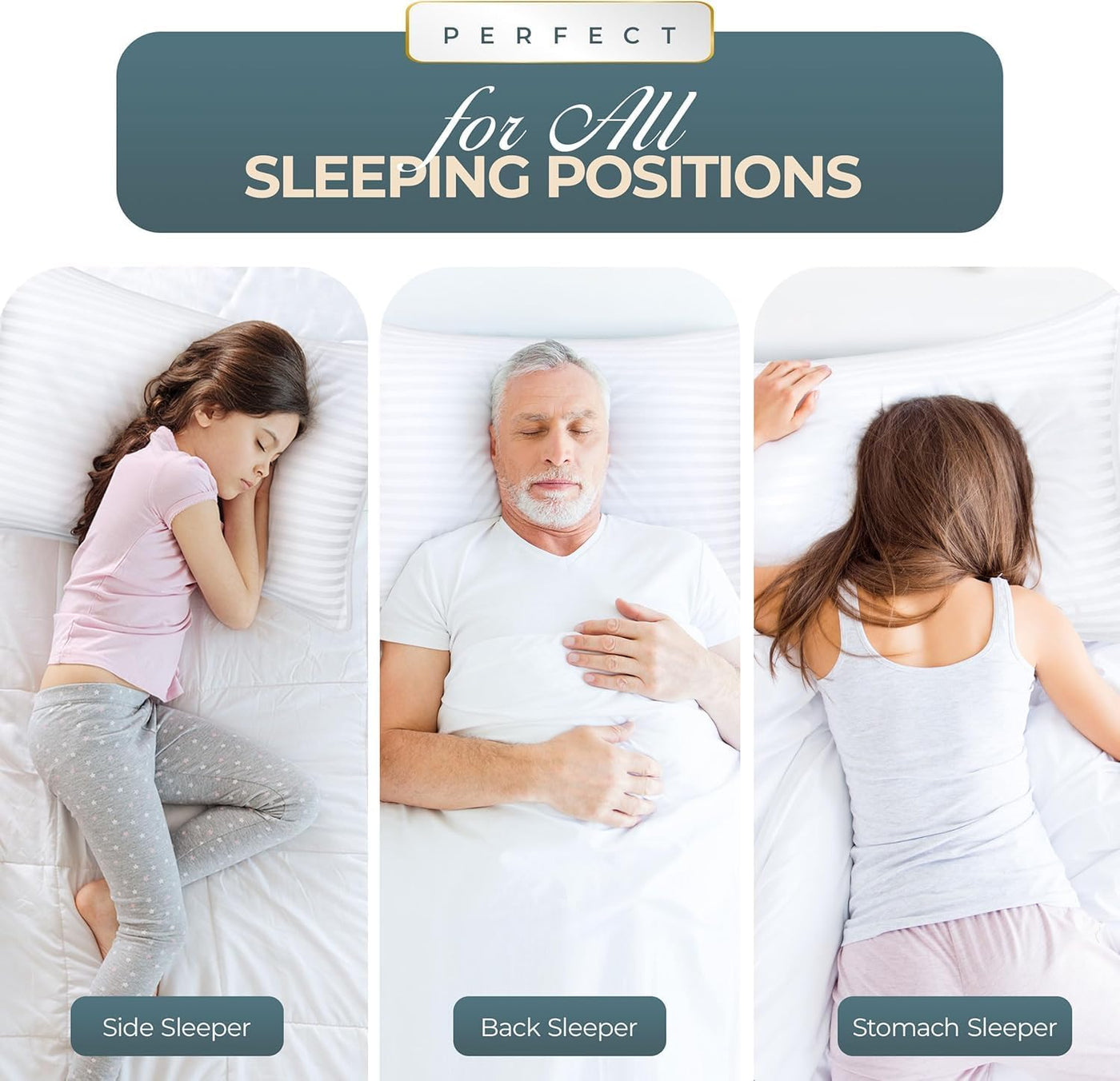 Utopia Bedding Juego de 4 almohadas de cama de hotel para dormir, a...