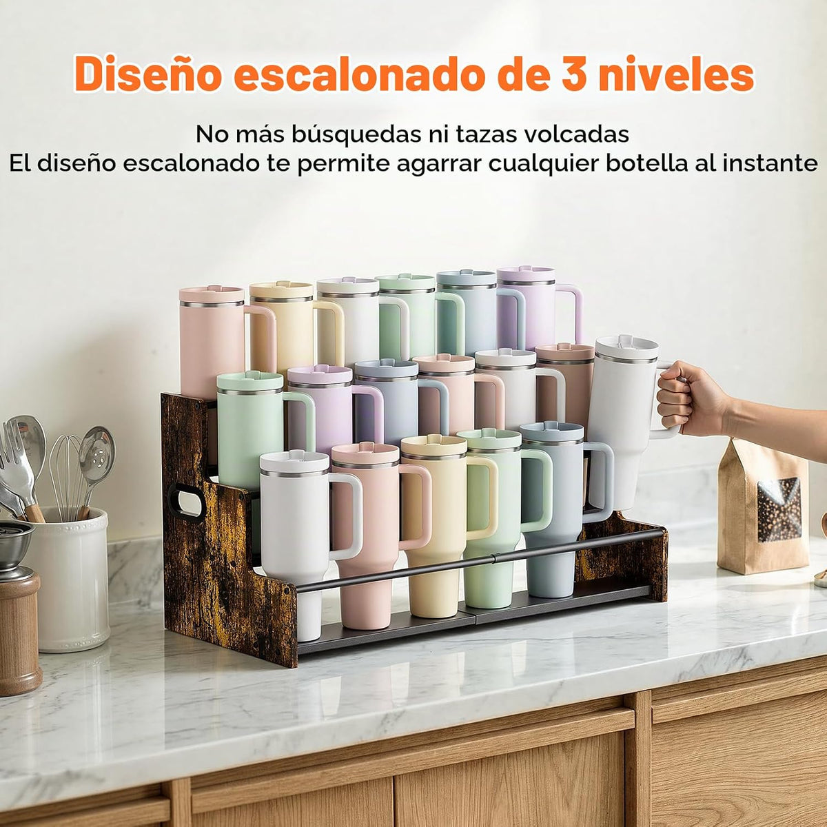 MOJOHAND Stanley - Soporte ajustable de 3 niveles, organizador de b...