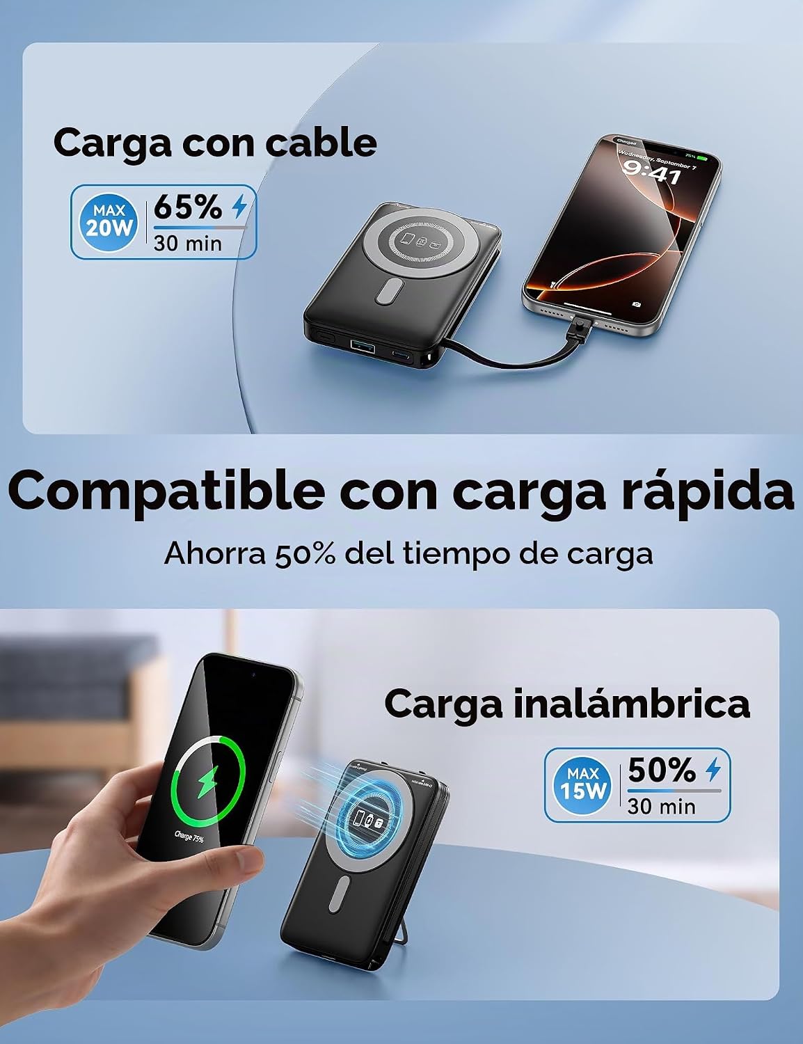 para cargador portátil Magsafe 10000mAh 20W carga rápida banco de e...