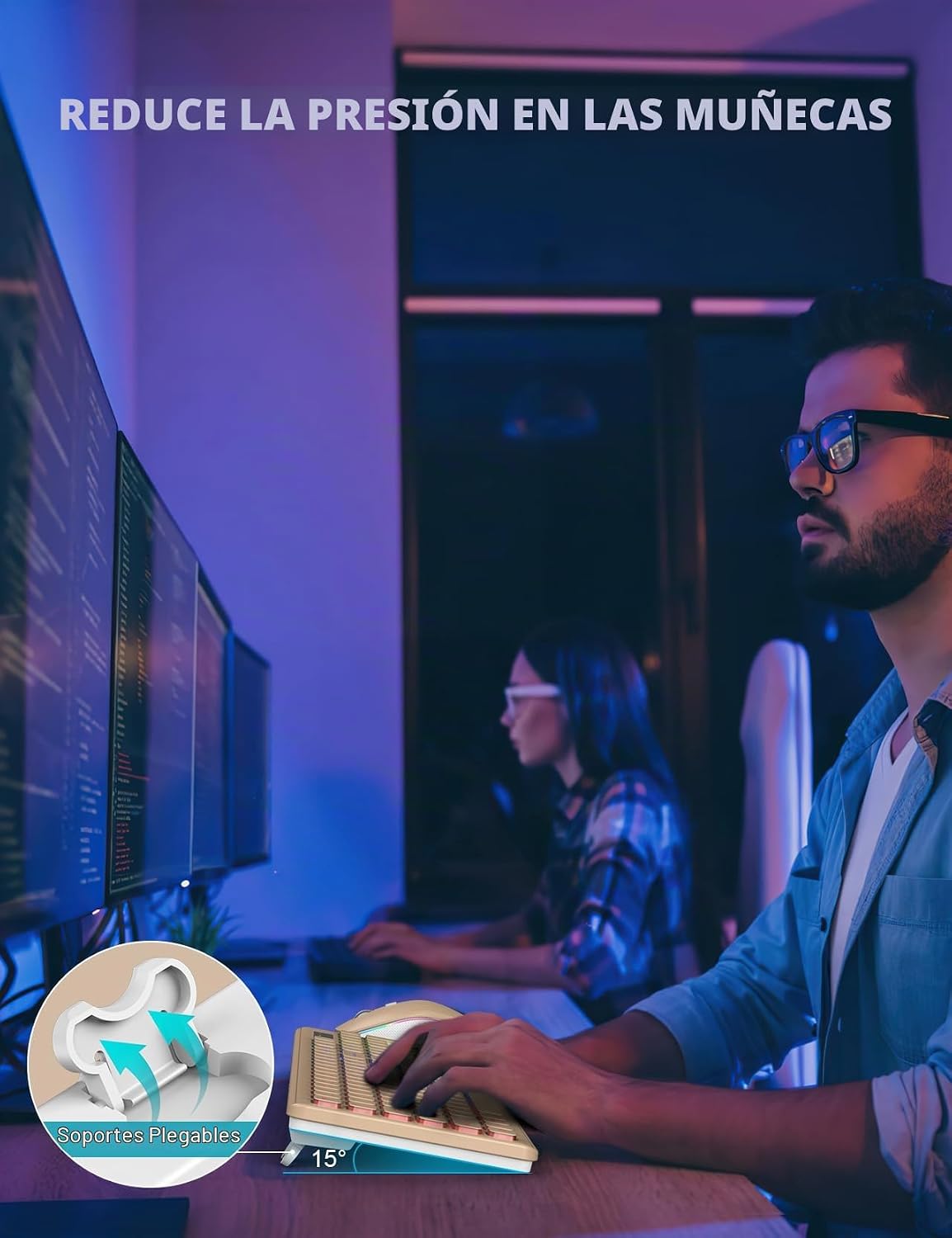 Combo de teclado y mouse inalámbricos con retroiluminación RGB, rec...