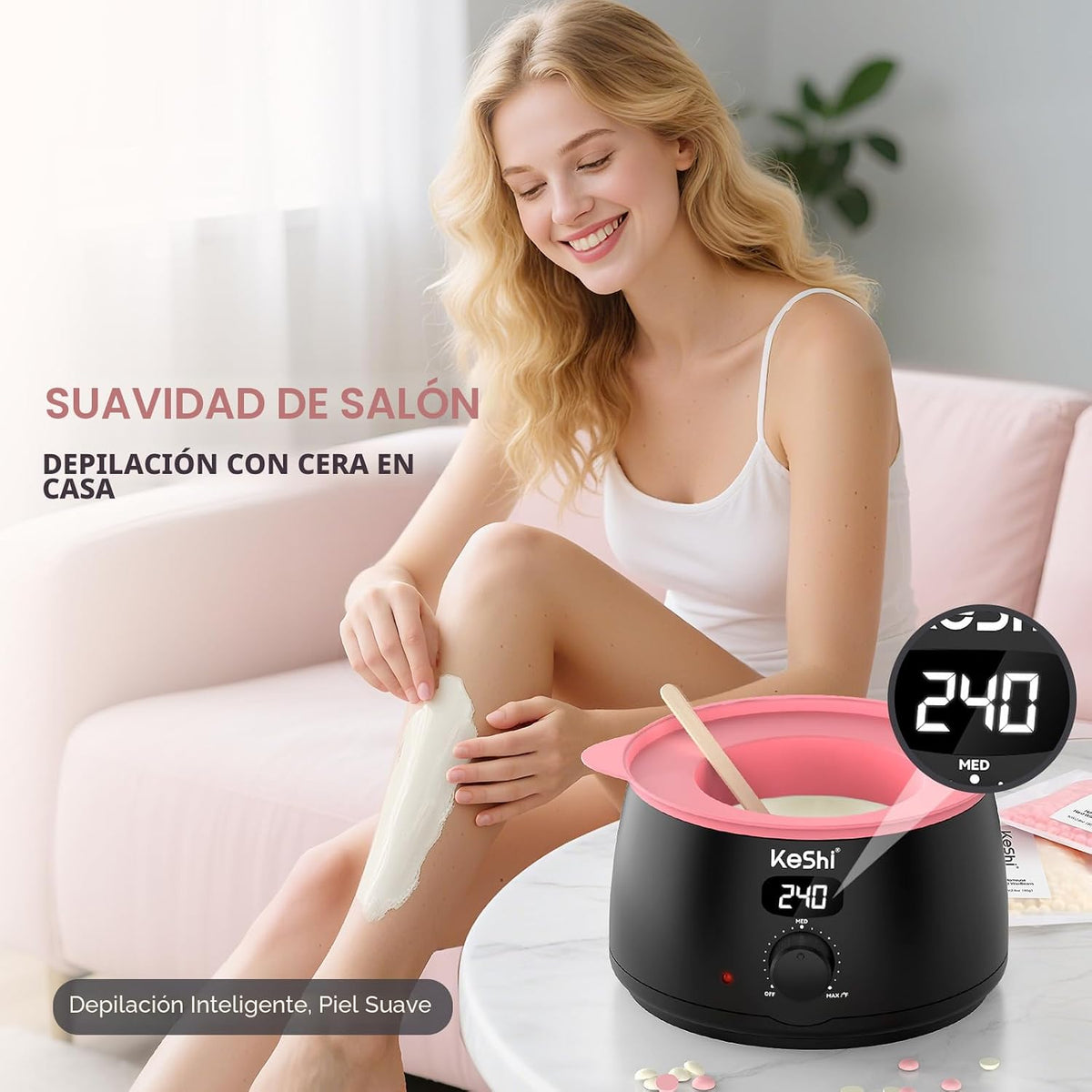 KeShi Kit de depilación para mujeres y hombres, calentador de cera...