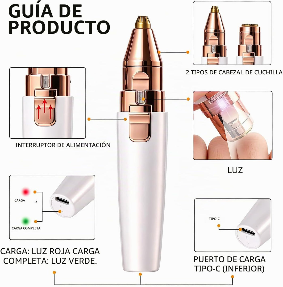 Depilación facial para mujeres, dispositivo de depilación eléctrico...
