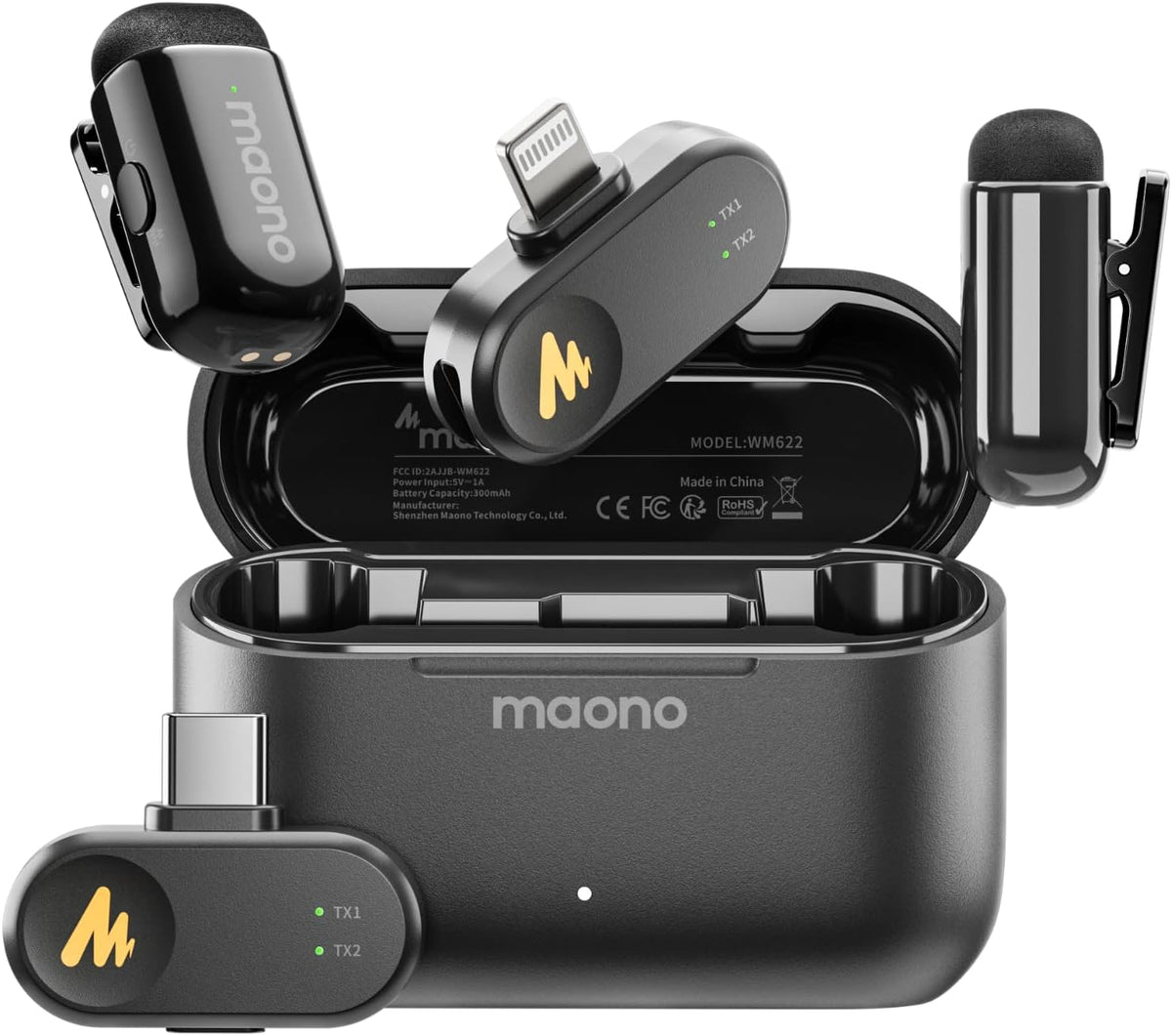Micrófono inalámbrico MAONO T1 para iPhone\/Android (conjunto combi...