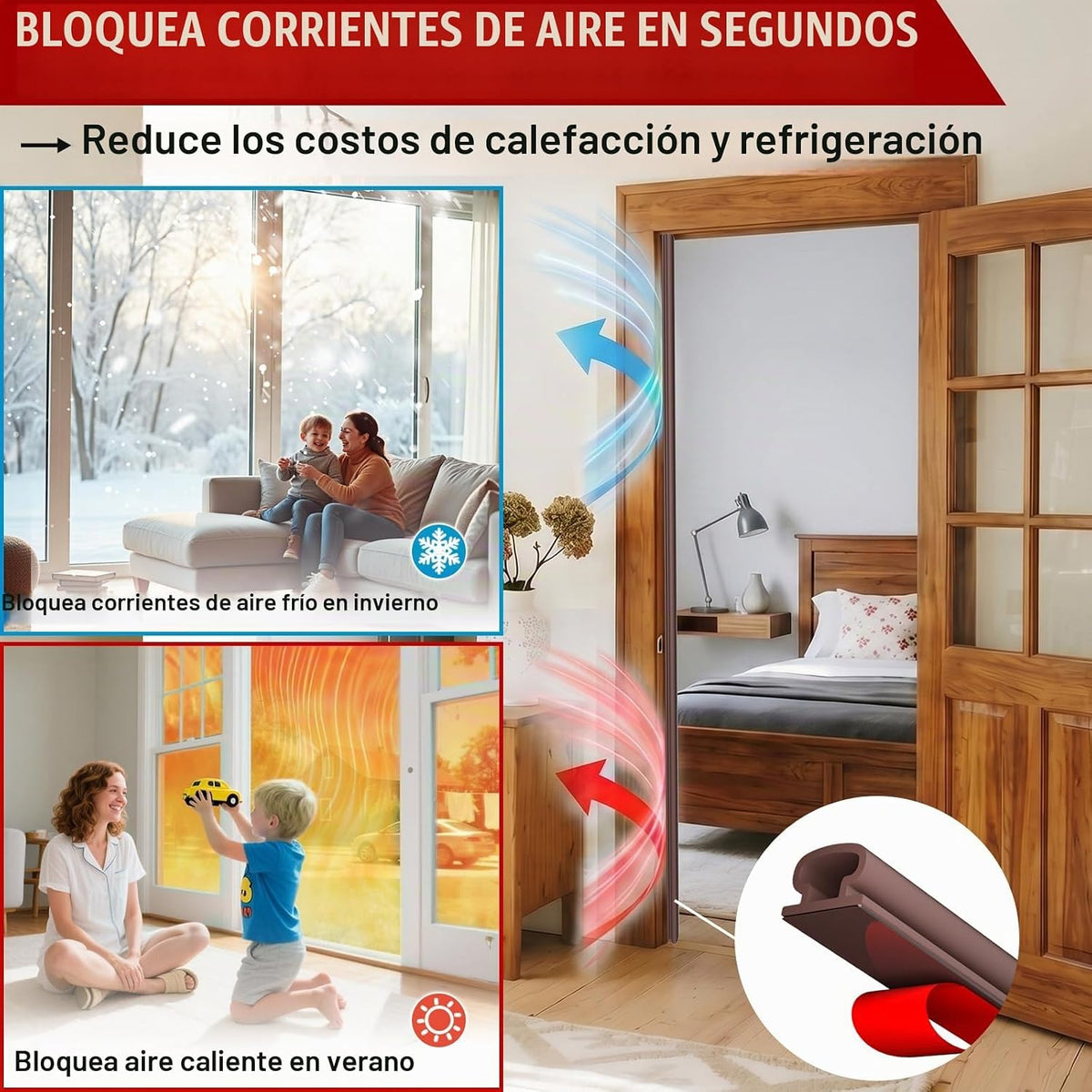 alophoty Burlete para puerta \u2013 23 pies de goma TPE autoadhesiv...