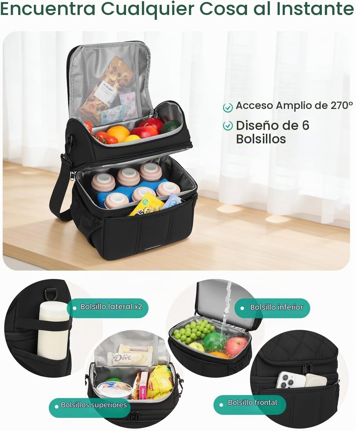 Leadvenst Bolsa enfriadora de leche materna, doble cubierta de 12L...