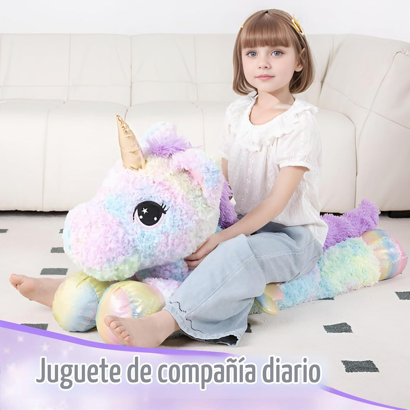 FFxiong almohada de peluche de unicornio arcoíris gigante de 44 pul...