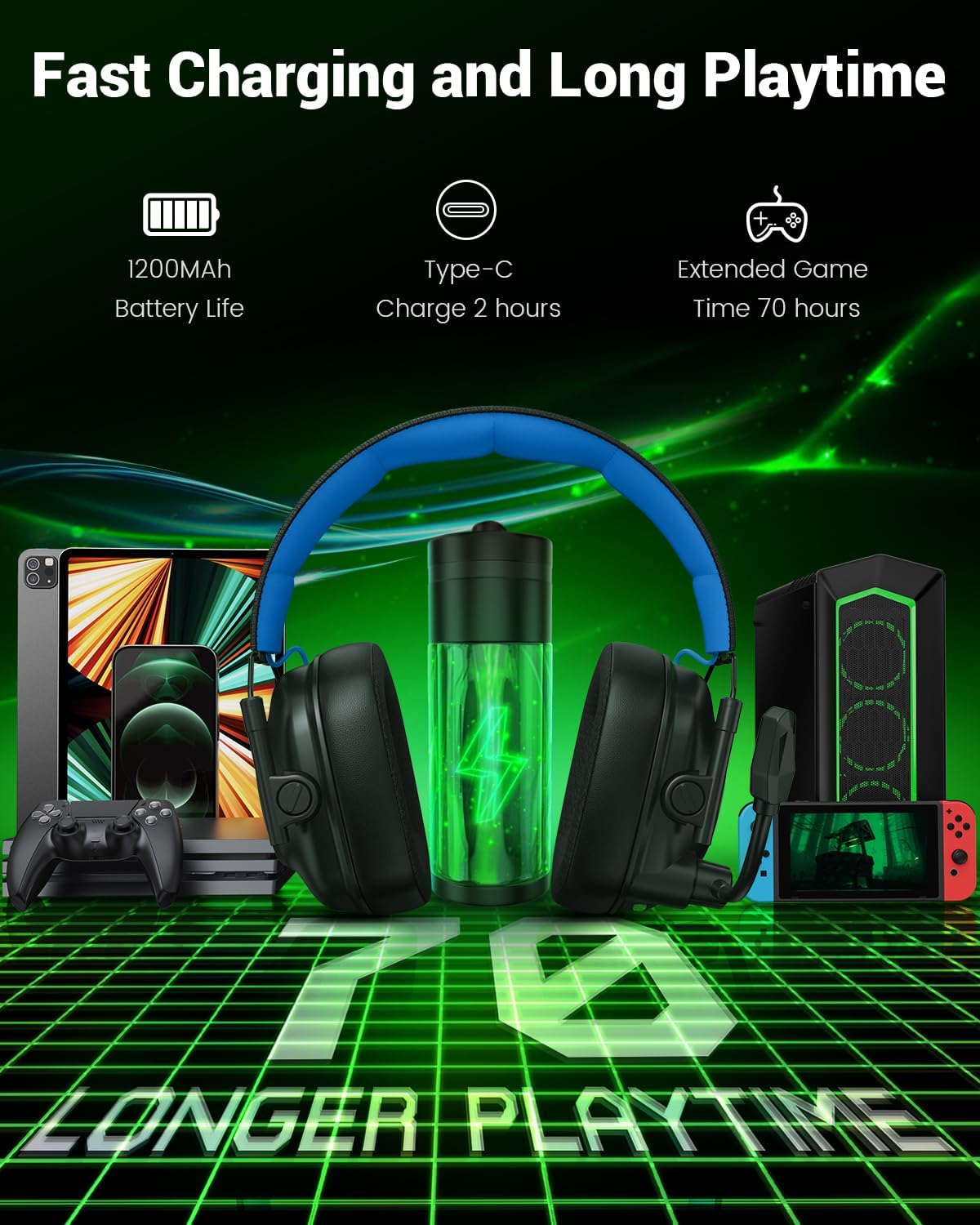 Auriculares inalámbricos para juegos Krysenix con micrófono con can...