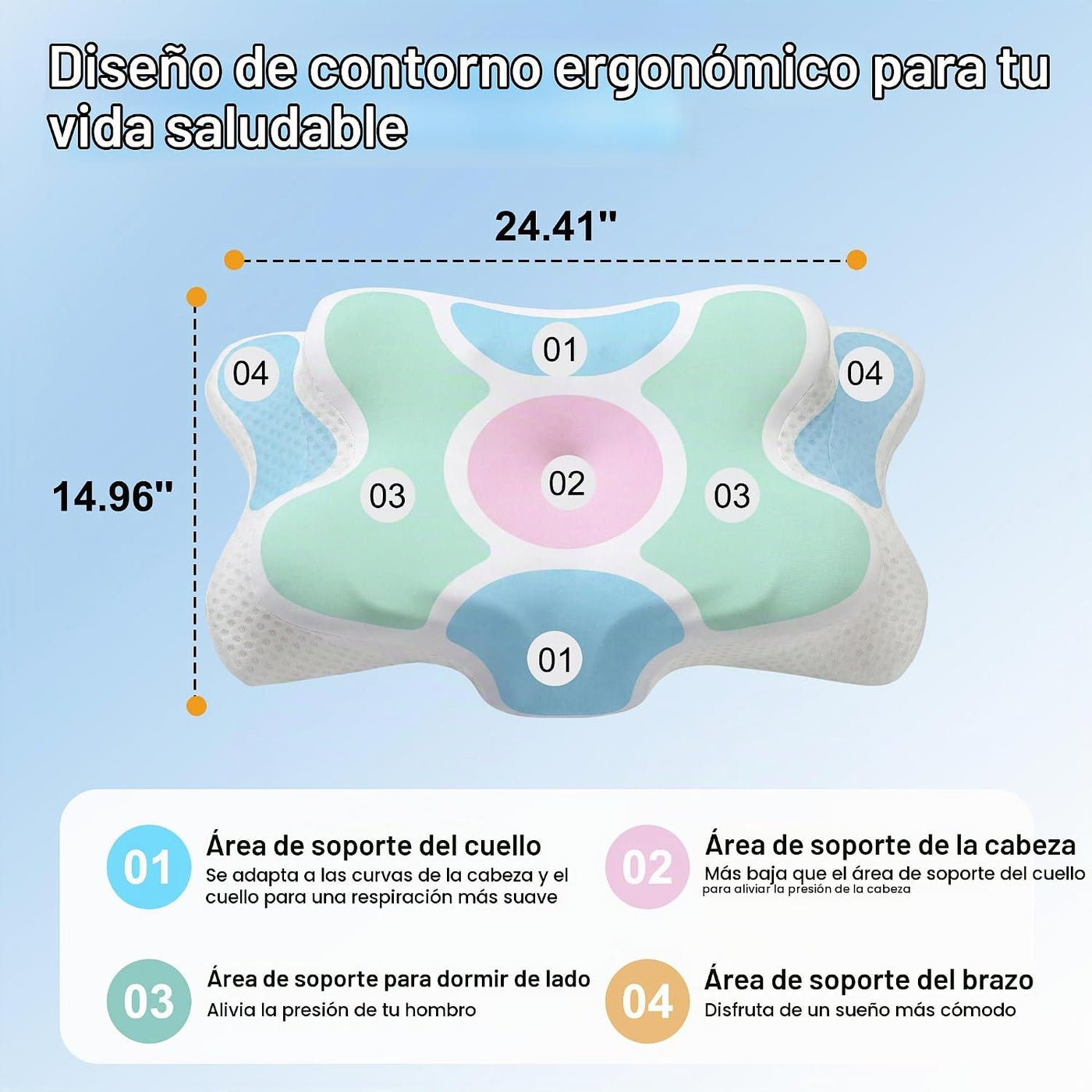 VYLEE Almohada cervical para el cuello, almohada de contorno de esp...