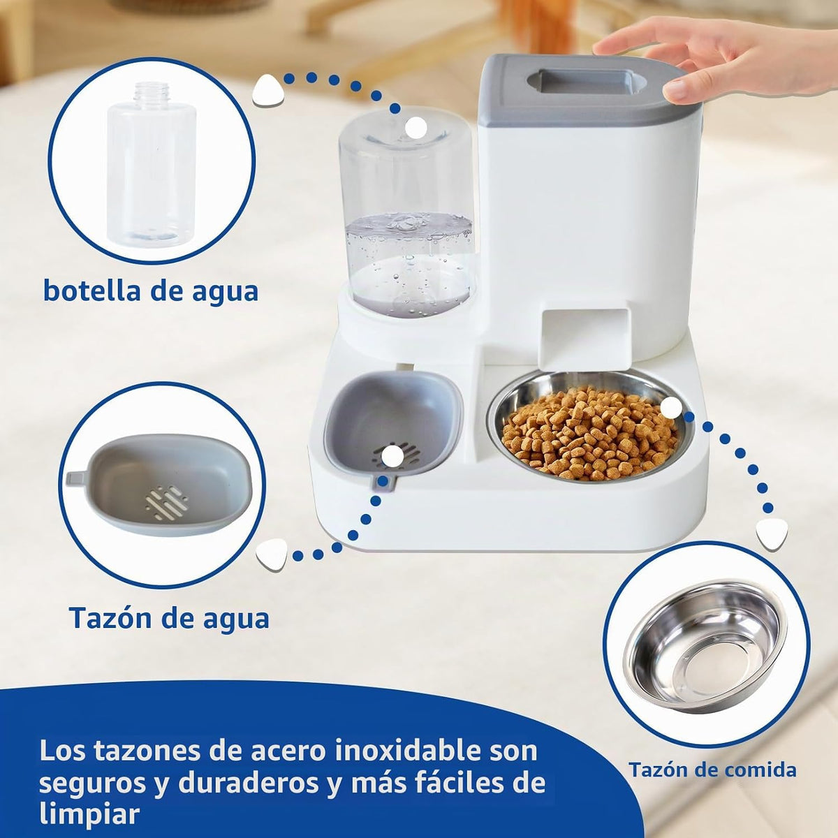 MUYG Juego de dispensador automático de comida y agua para gatos, 2...
