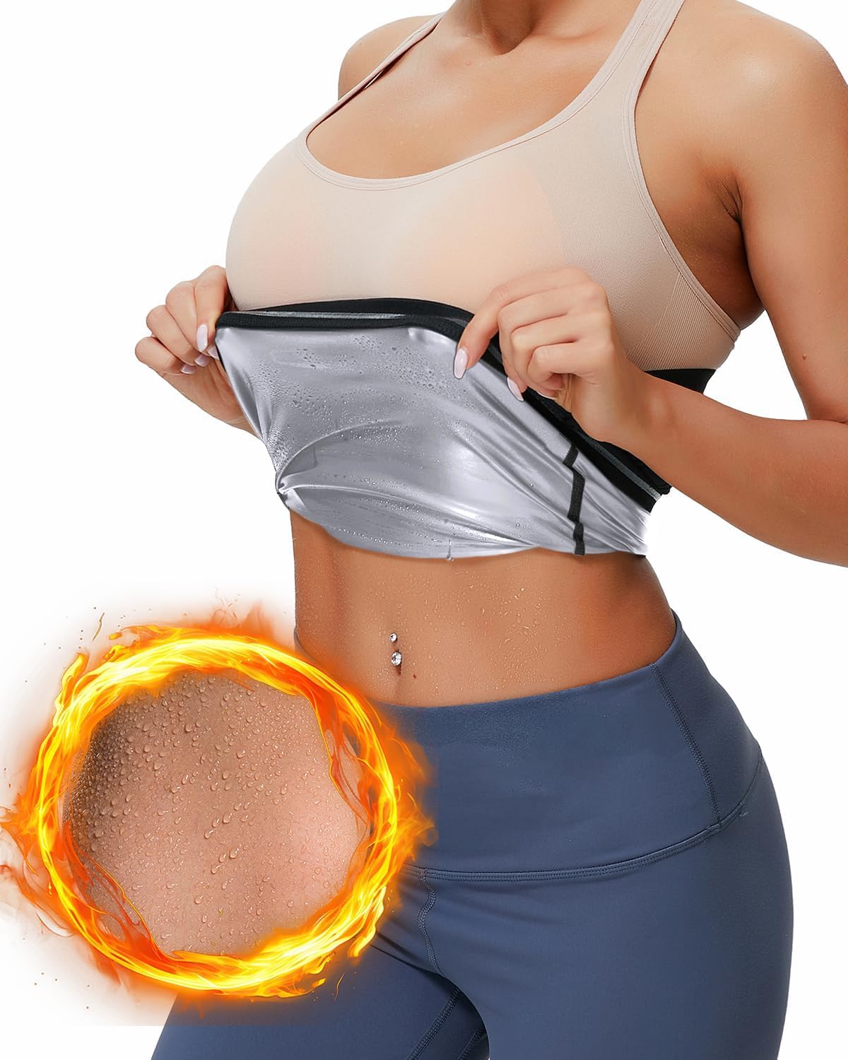 Dulchany Traje de sauna reductor de cintura para mujer, banda de |...
