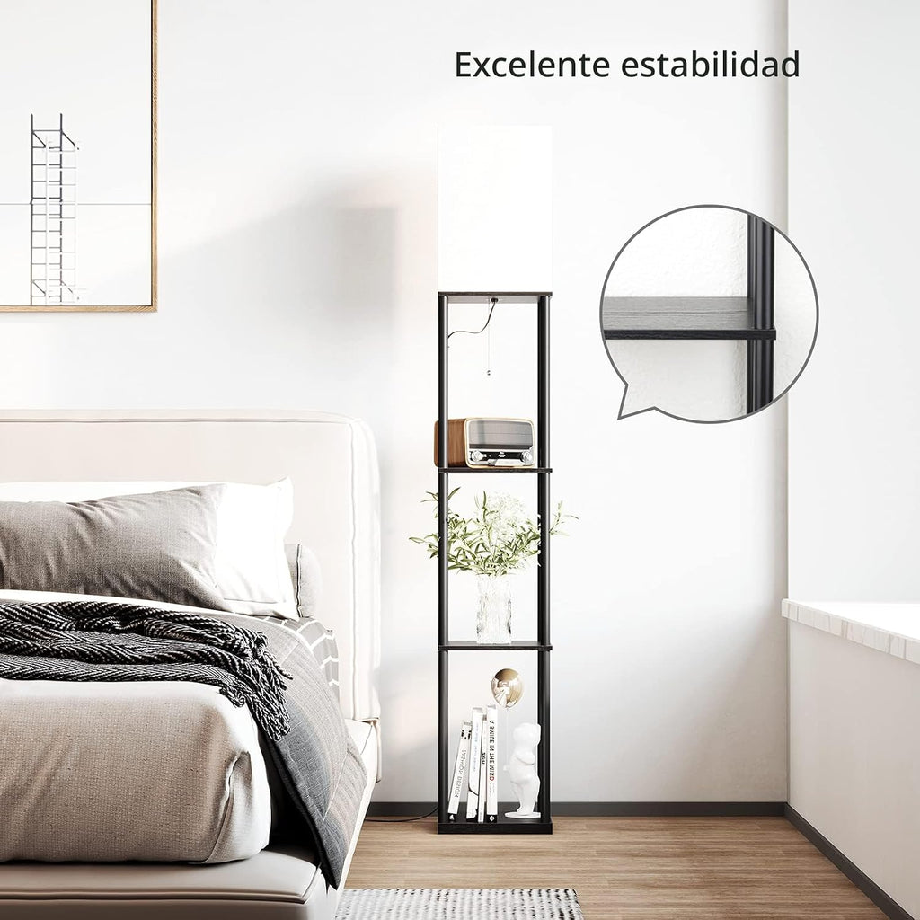 SUNMORY Lámpara de pie con estantes, moderna lámpara de pie cuadrad...