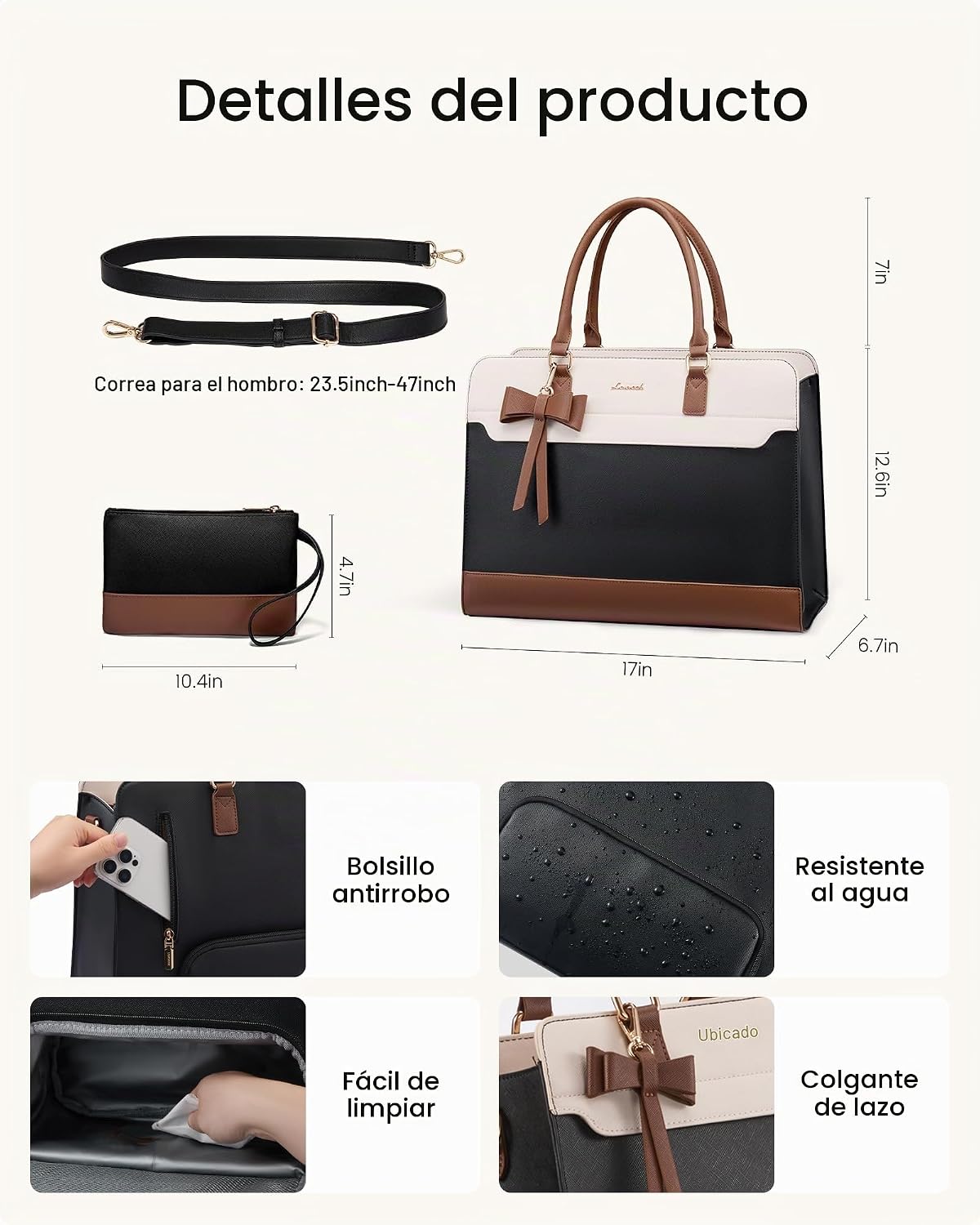 LOVEVOOK Bolsa de mano para laptop para mujer, bolsa de trabajo de...