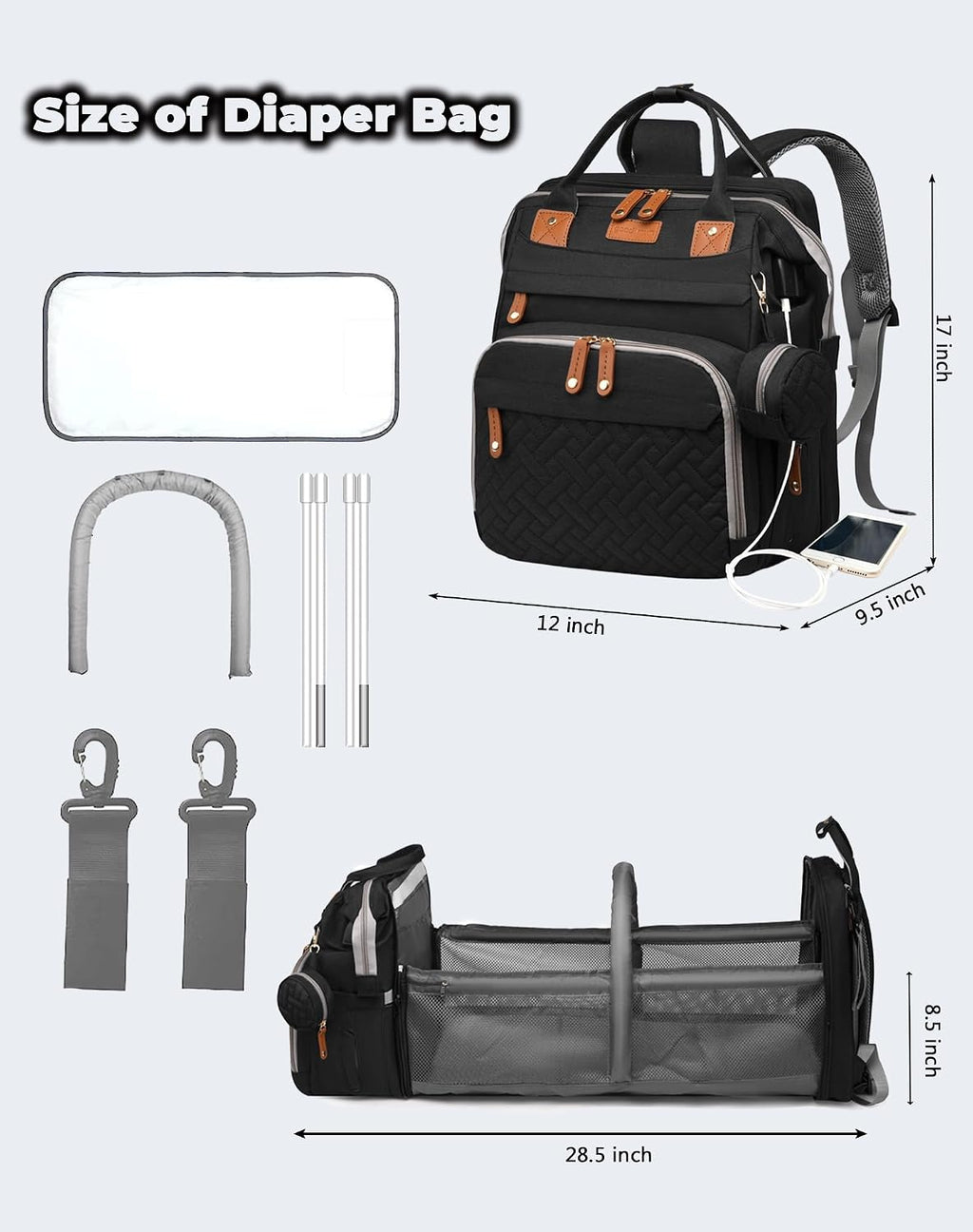 Astro alan - Bolsas de pañales para bebé con cambiador, mochila imp...