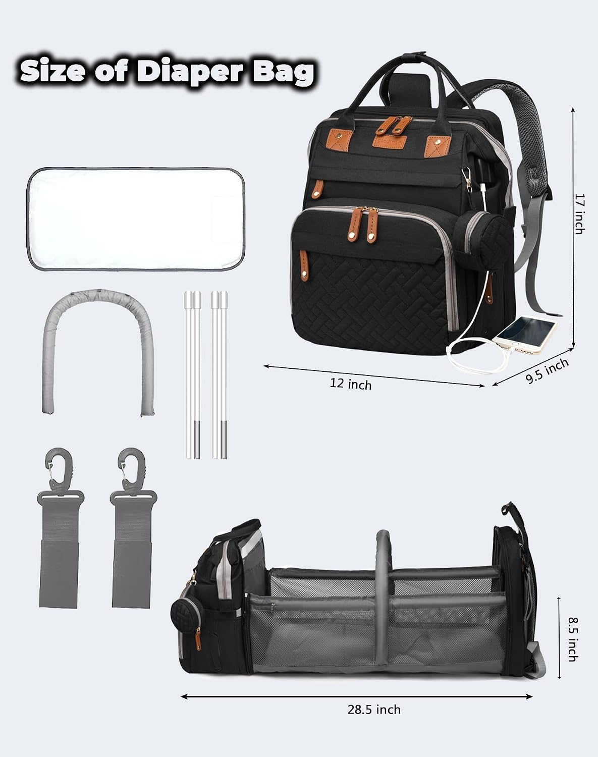 Astro alan - Bolsas de pañales para bebé con cambiador, mochila imp...