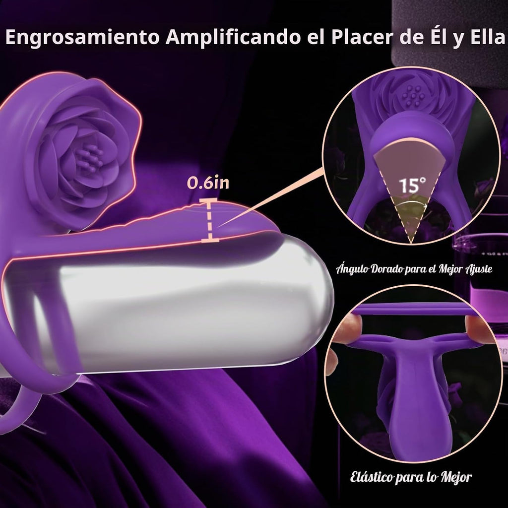 Juguete Sexual Rosa para Hombres y Mujeres - Anillo Vibrador para P...