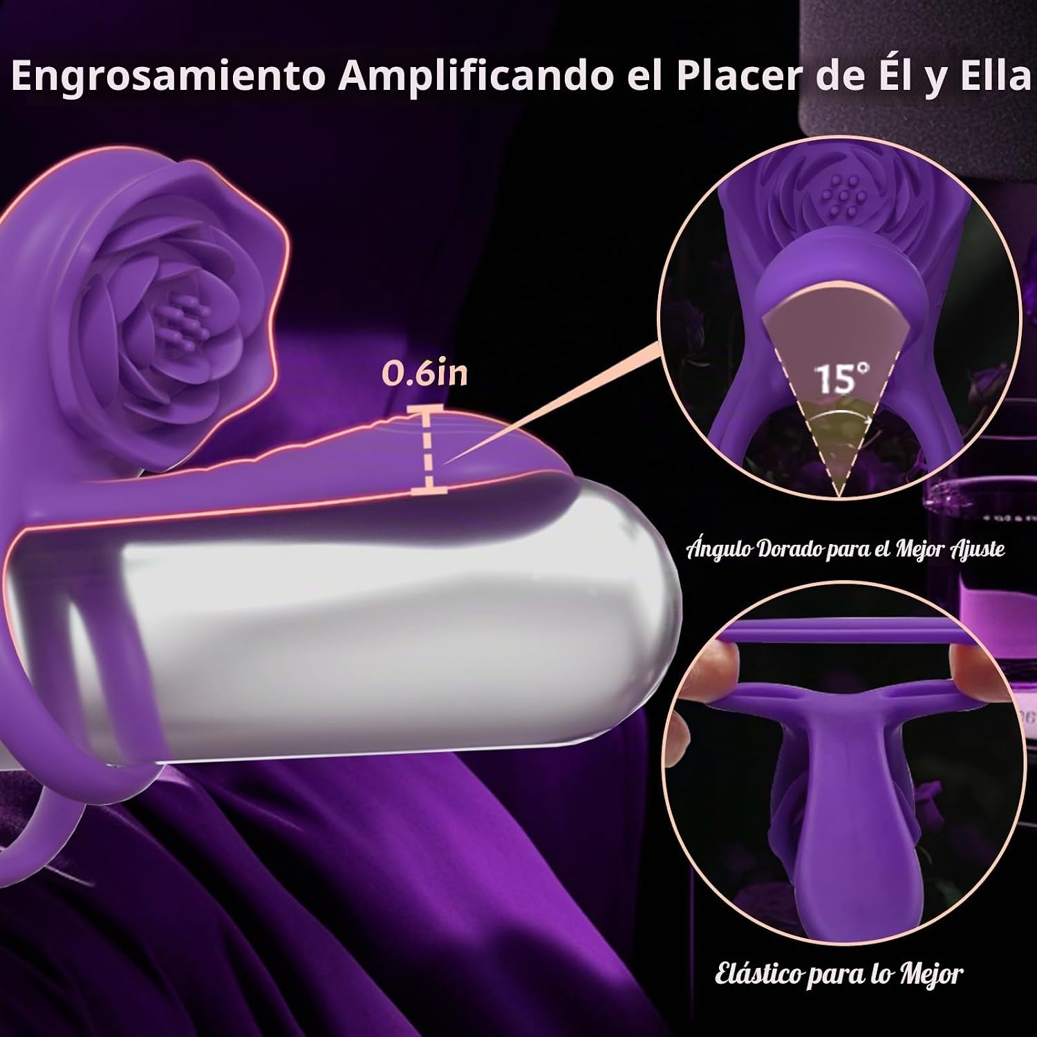 Juguete Sexual Rosa para Hombres y Mujeres - Anillo Vibrador para P...