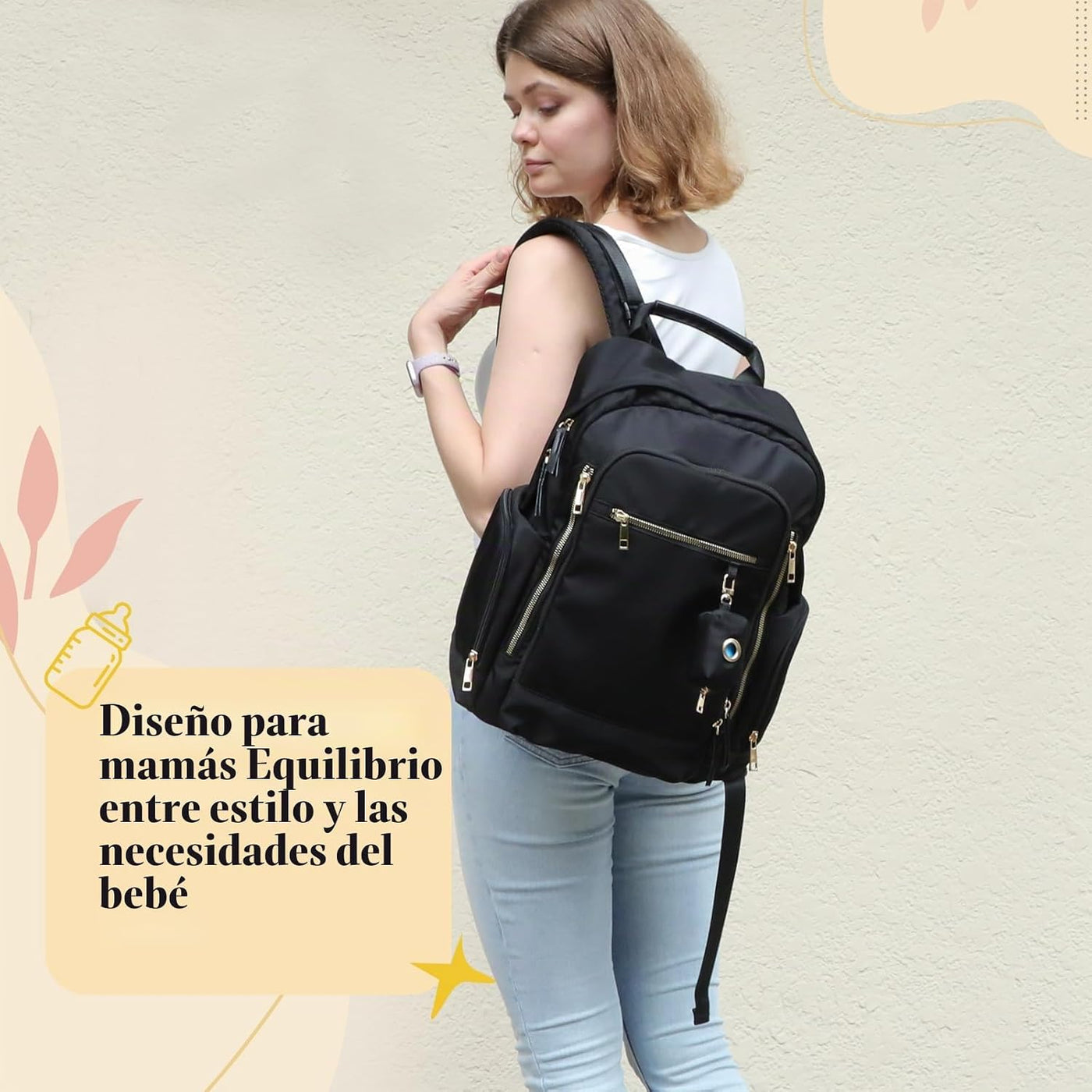 miss fong Mochila para pañales - Bolsa de pañales para mamá y papá...