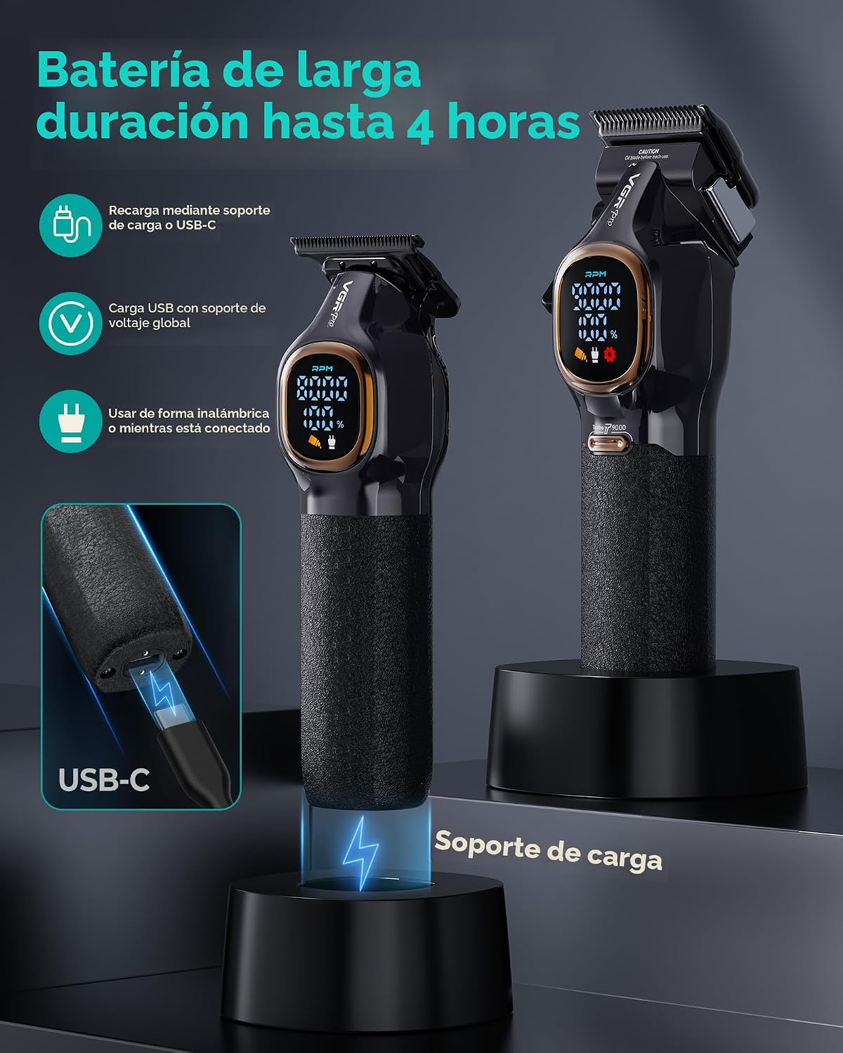 VGRPRO Cortadora de pelo profesional para hombres, juego de cortado...