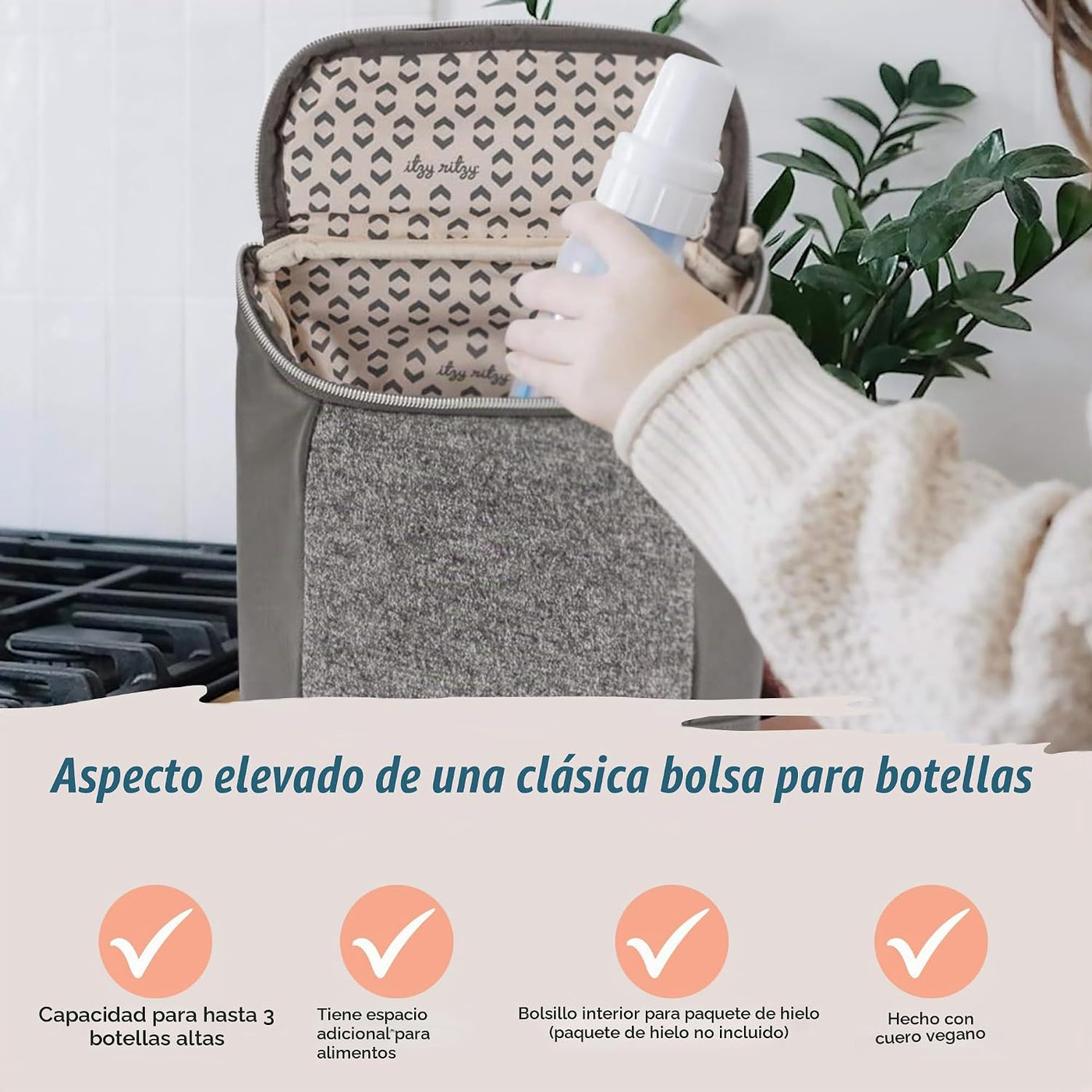 Itzy Ritzy Bolsa aislada para botellas, mantiene las botellas calie...