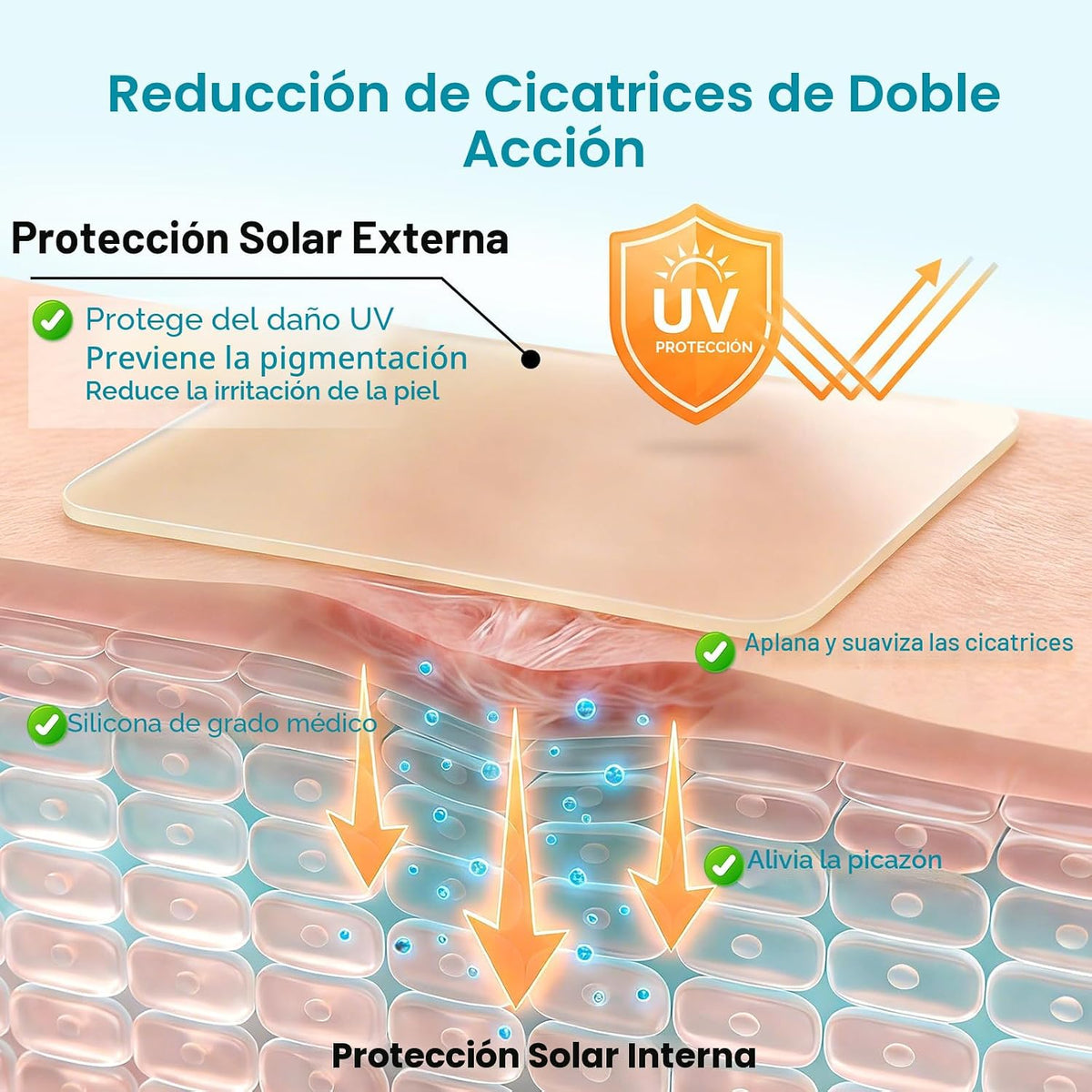 Dimora UPF50+ - Hojas de silicona para cicatrices, rollo de 1.6"...