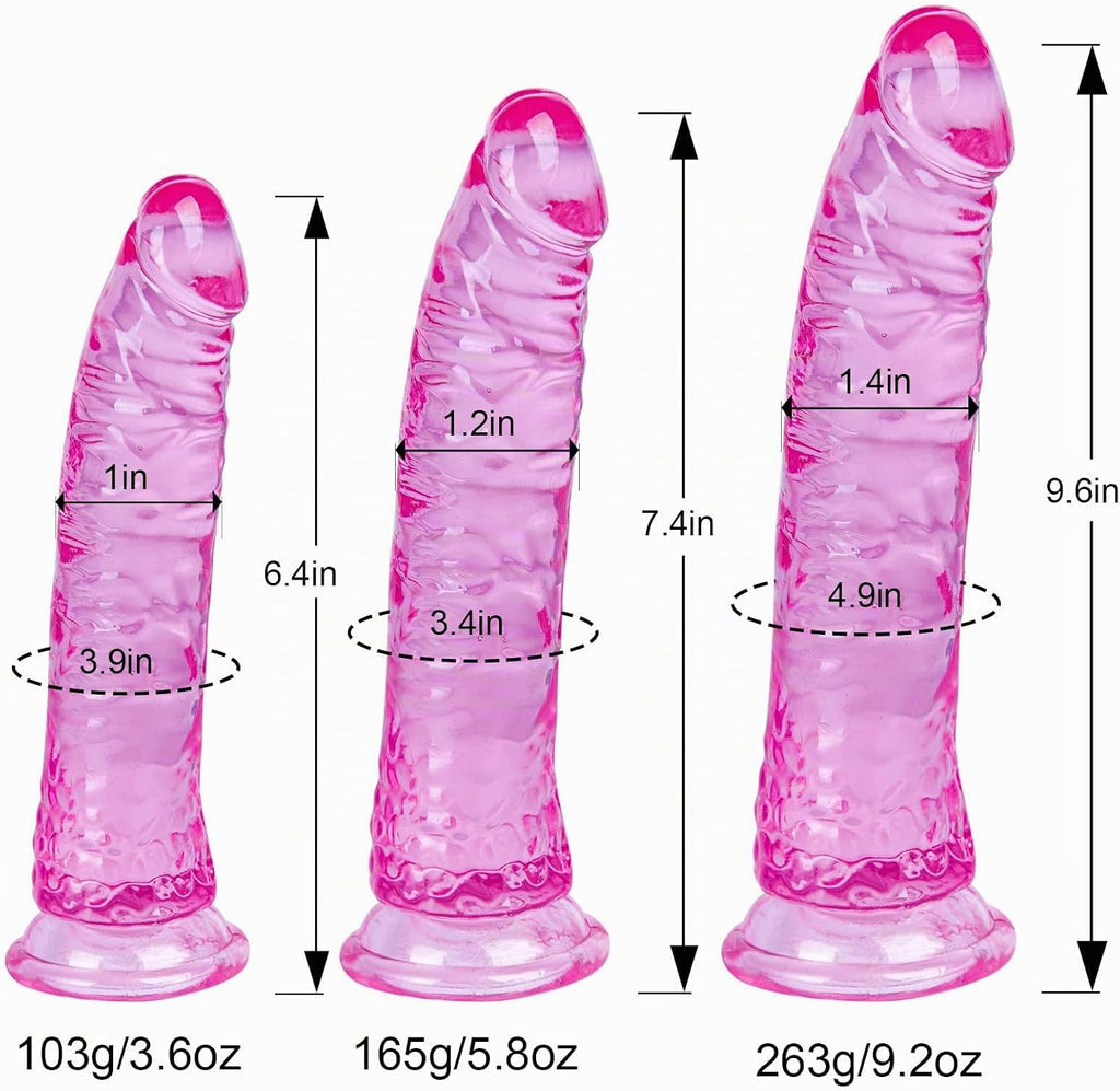 Kit de consolador de ventosa rosa de 3 tamaños (16.2 cm pequeño\/18...