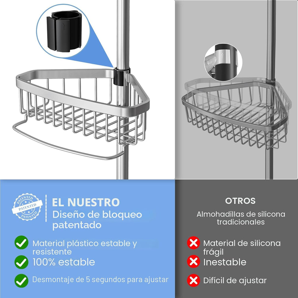 ESSEME Soporte de Ducha de Esquina con Barra de Tensión: Organizado...