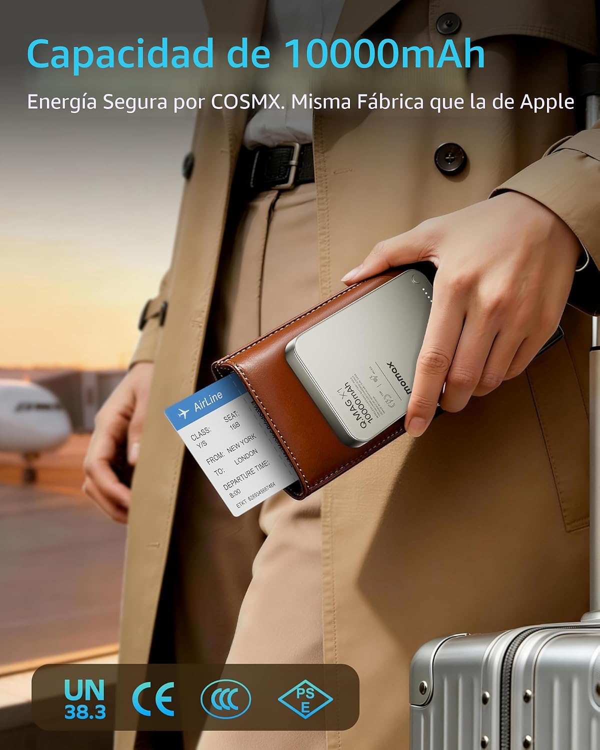 MOMAX Banco de energía inalámbrico magnético de 10000 mAh, cargador...