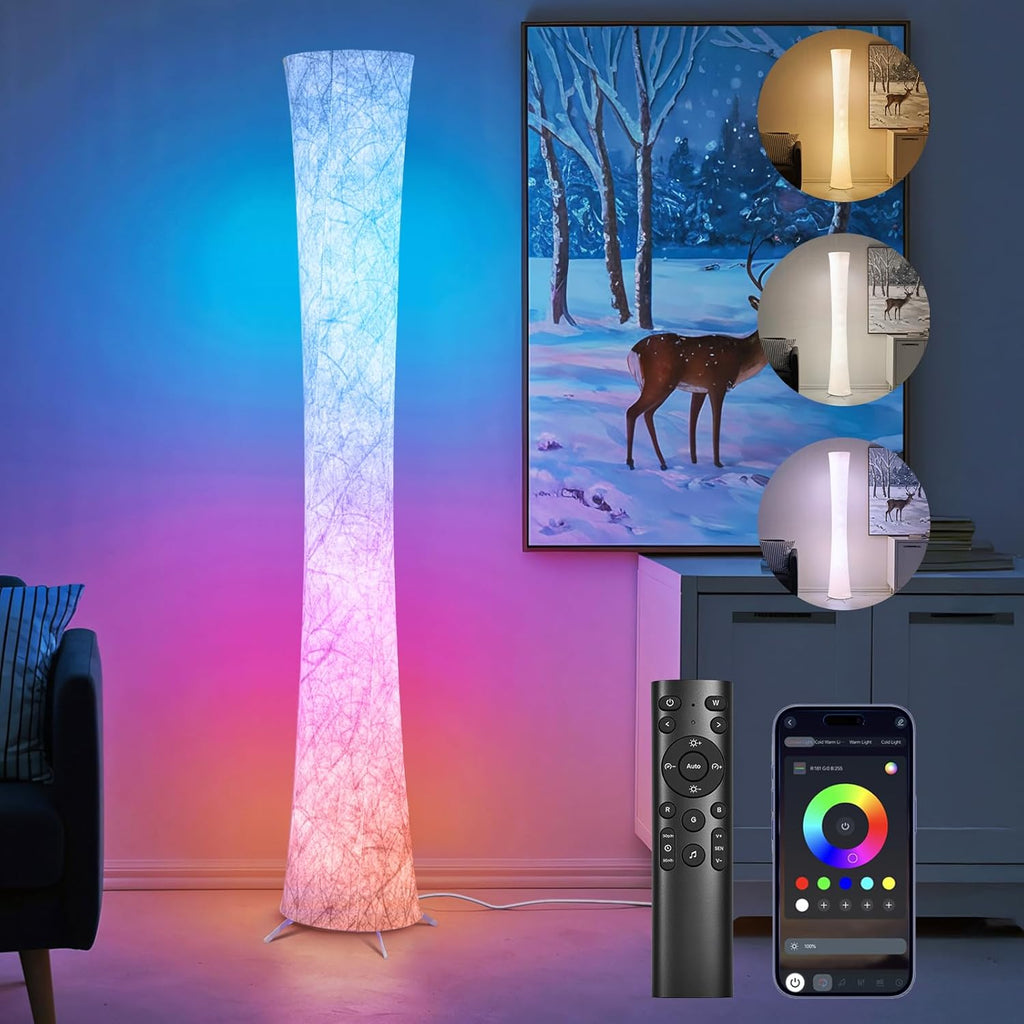 WORLD WIN Lámpara de pie, lámpara de esquina LED RGB inteligente de...