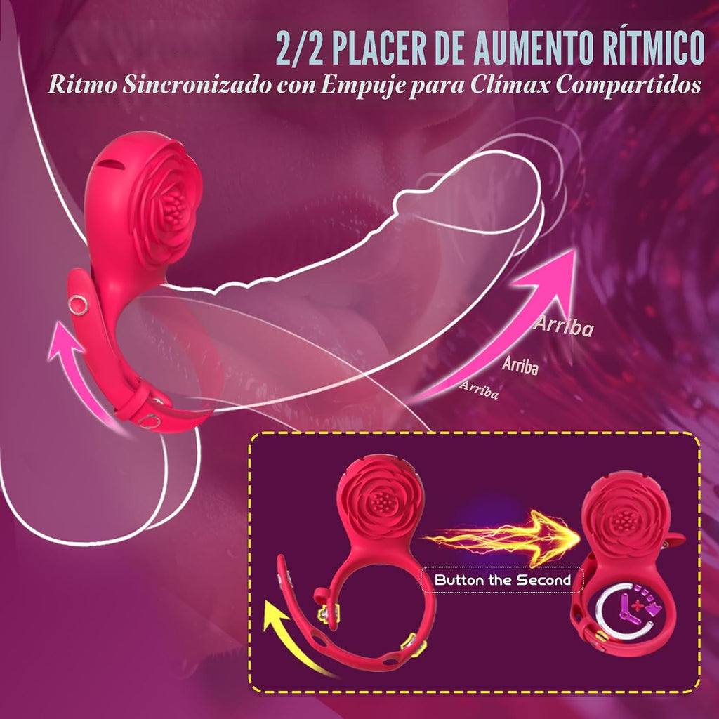 Vibrador portátil y anillo vibratorio ajustable 2 en 1, parejas muj...